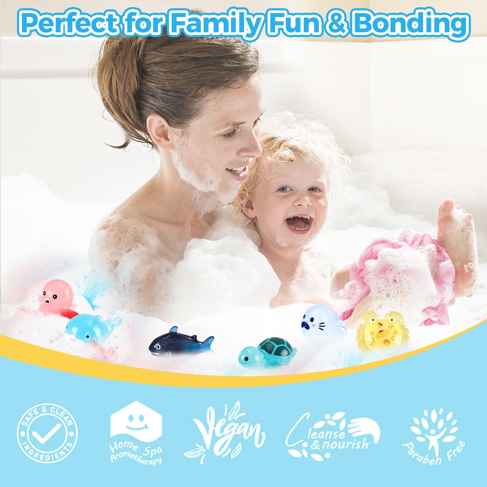 BubFroo Shark Bath Bombs for Kids – 6 Pack with Surprise Glow-in-the-Dark Toys