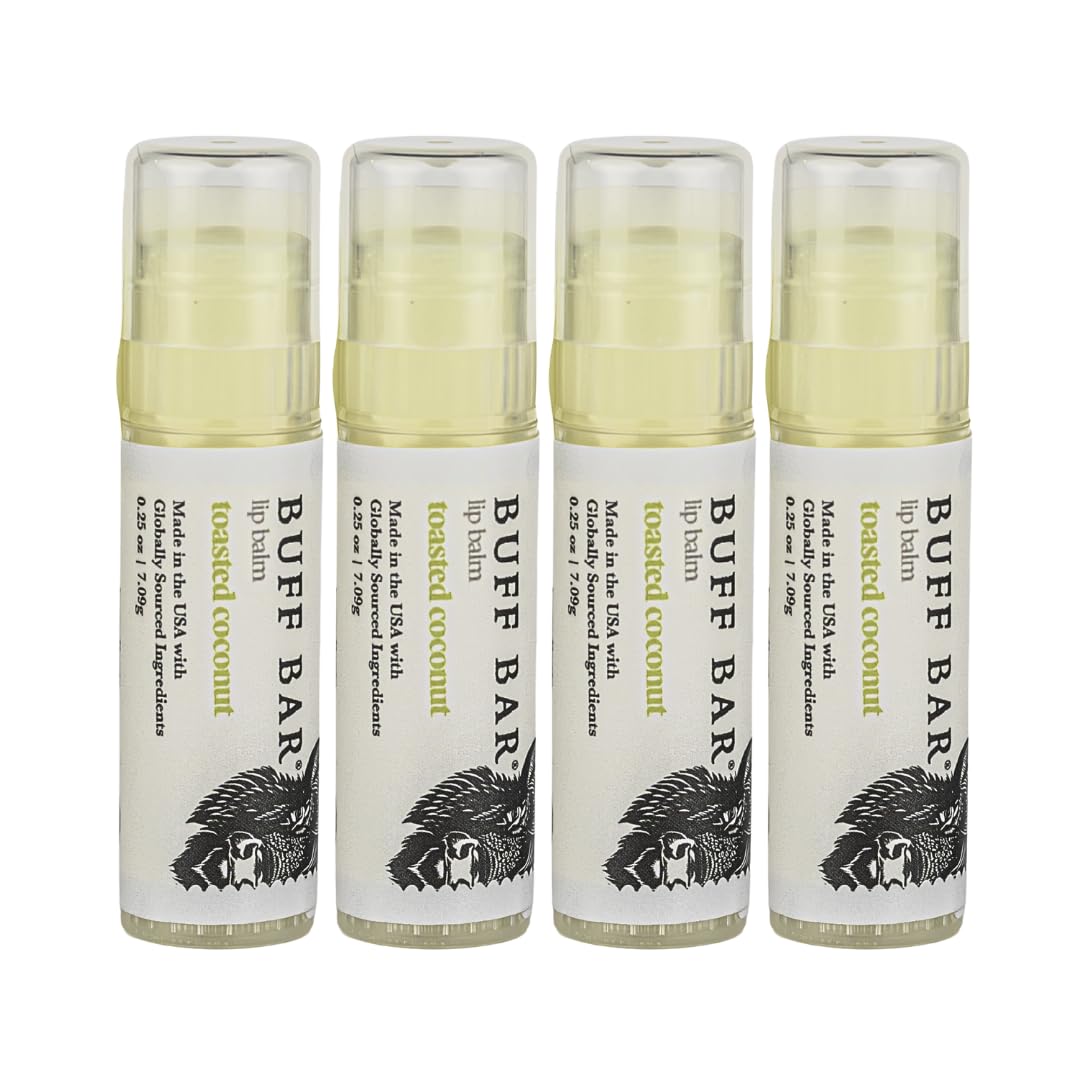 BUFF BAR Bison Tallow Lip Balm – Toasted Coconut | Moisturizing, Non-Habit | Big Crazy Buffalo