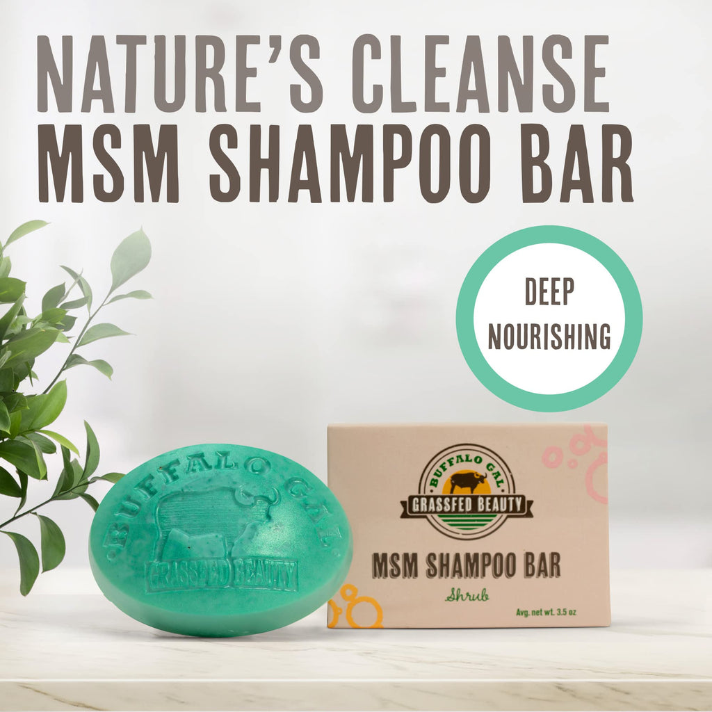 BUFFALO GAL MSM Shampoo Bar – Non-Soap, pH-Balanced, All Hair Types, 4 oz