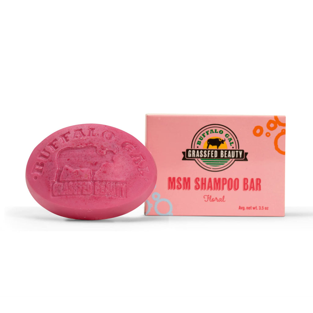 BUFFALO GAL MSM Shampoo Bar – Natural, pH-Balanced, Non-Soap for All Hair Types | Floral Scent, 4 oz
