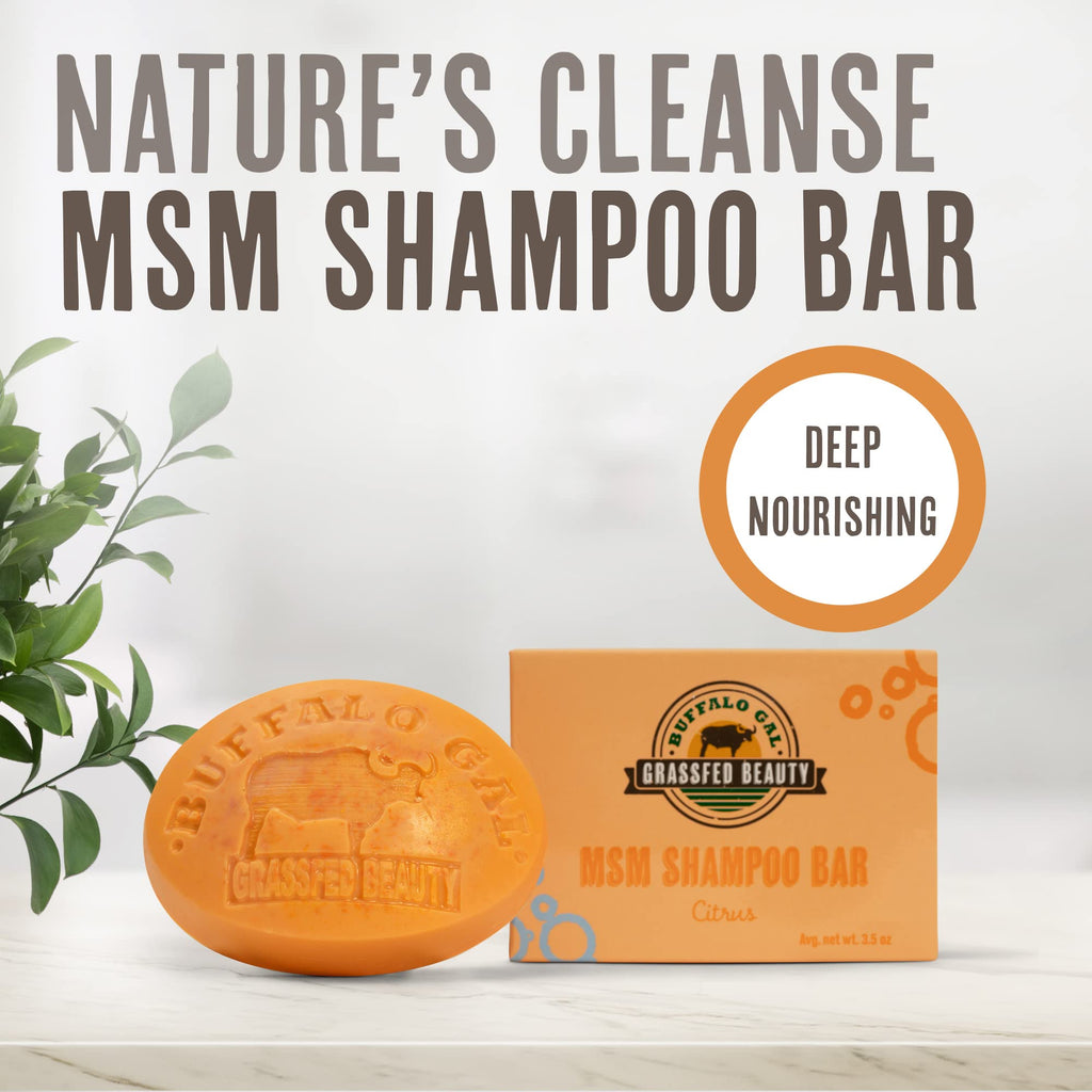 BUFFALO GAL MSM + Tallow Shampoo Bar – Hair Growth Solid, pH Balanced & Sulfate-Free