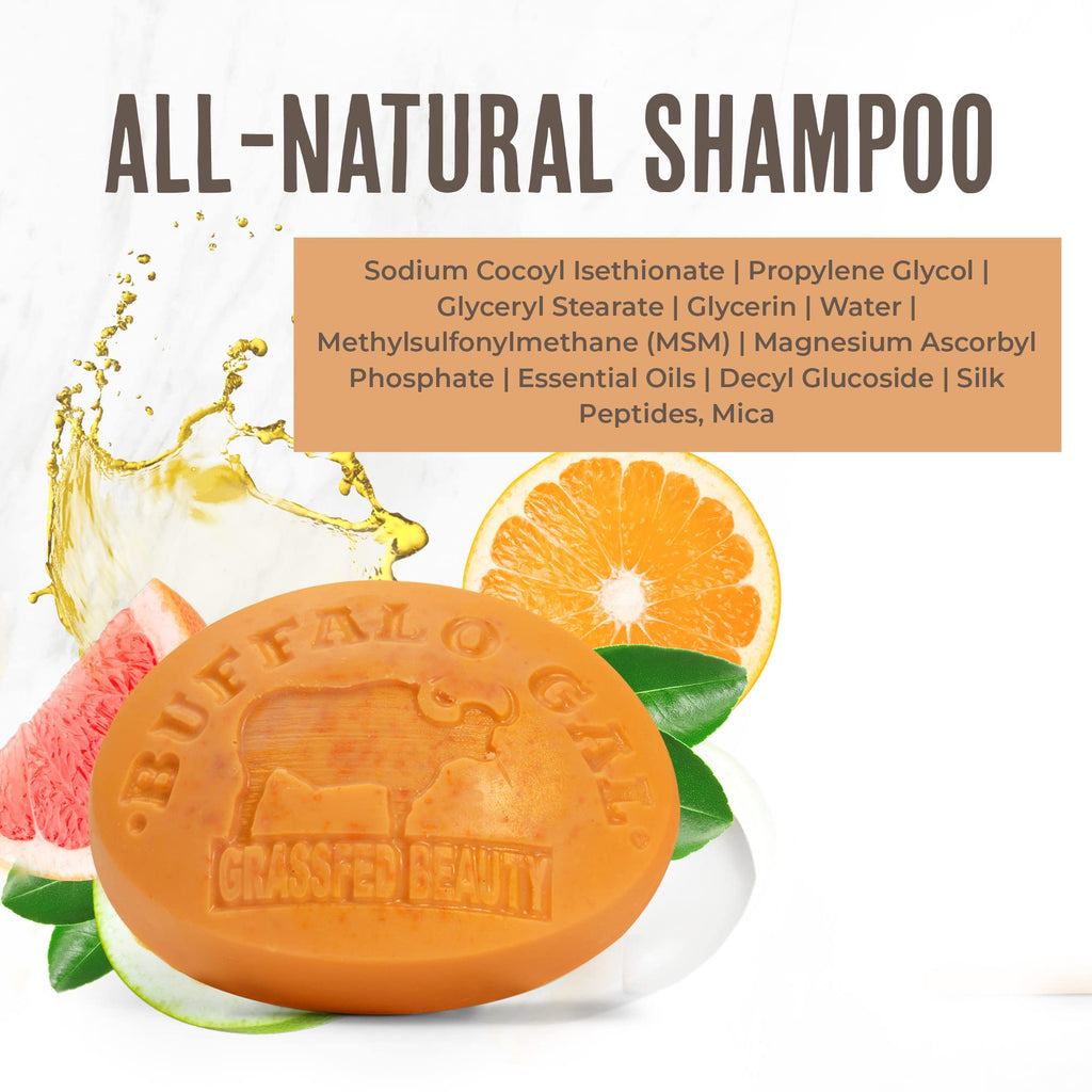 BUFFALO GAL MSM + Tallow Shampoo Bar – Hair Growth Solid, pH Balanced & Sulfate-Free