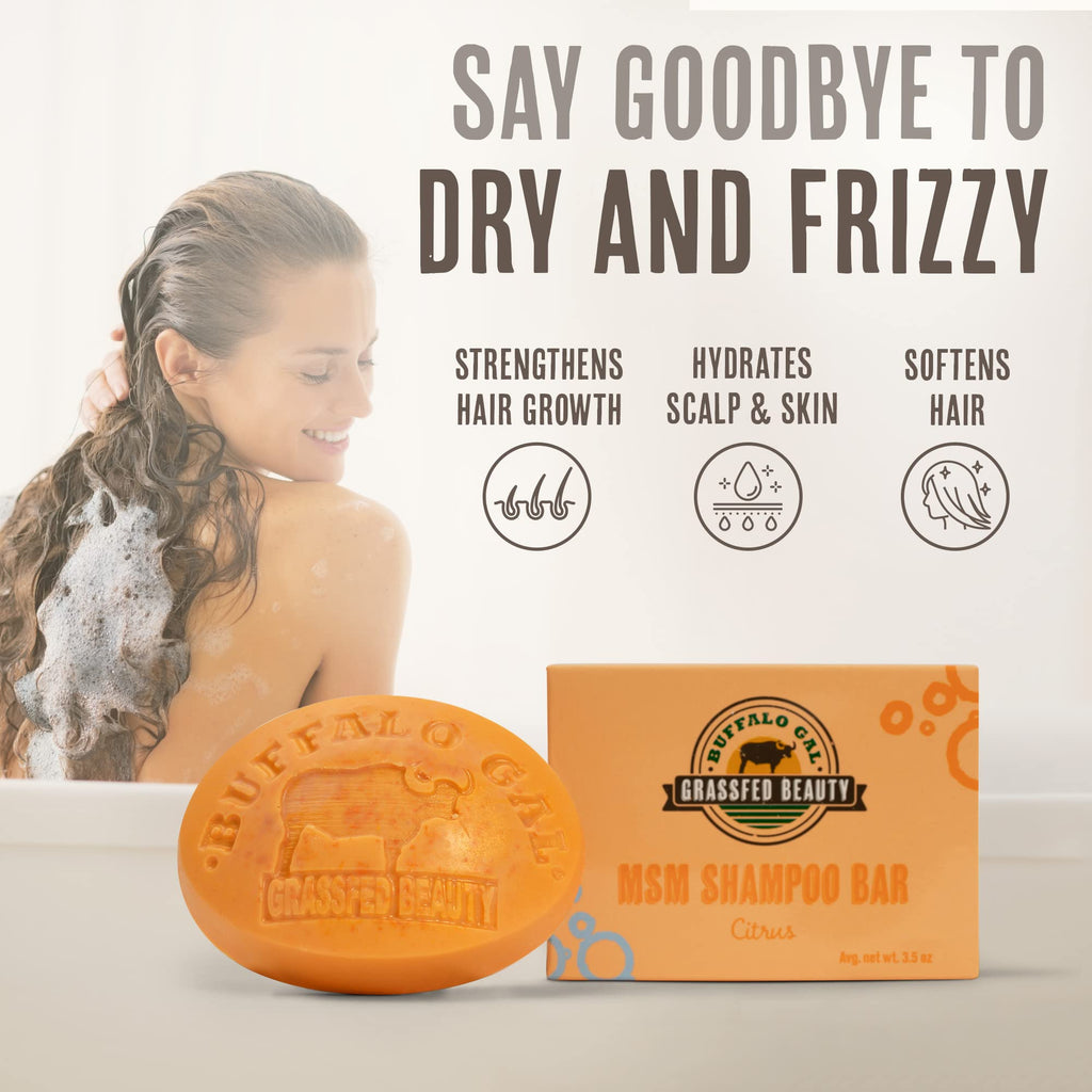 BUFFALO GAL MSM + Tallow Shampoo Bar – Hair Growth Solid, pH Balanced & Sulfate-Free