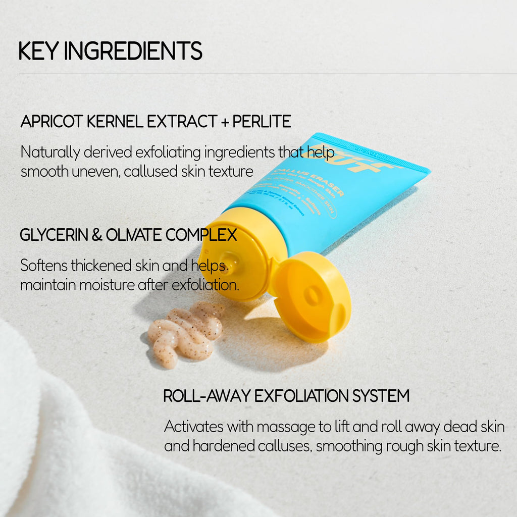 BUFFOUT Callus Eraser Exfoliating Gel – Feet, Heels, Elbows & Knees