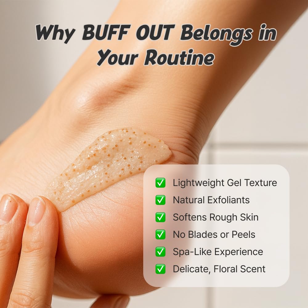 BUFFOUT Callus Eraser Exfoliating Gel – Feet, Heels, Elbows & Knees