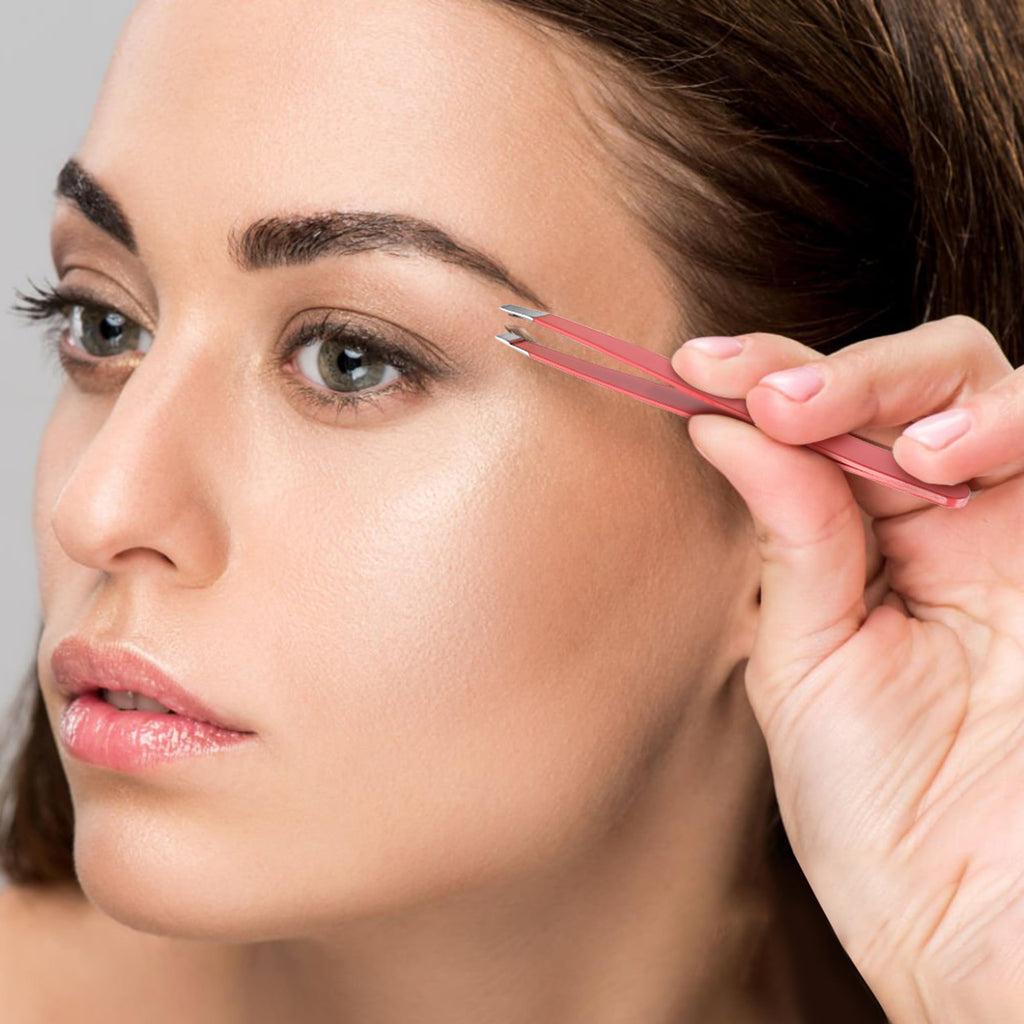 BuleVina Pink Lash Curler with Slant Tip Tweezer – Crystal Rhinestone Lash Curlers