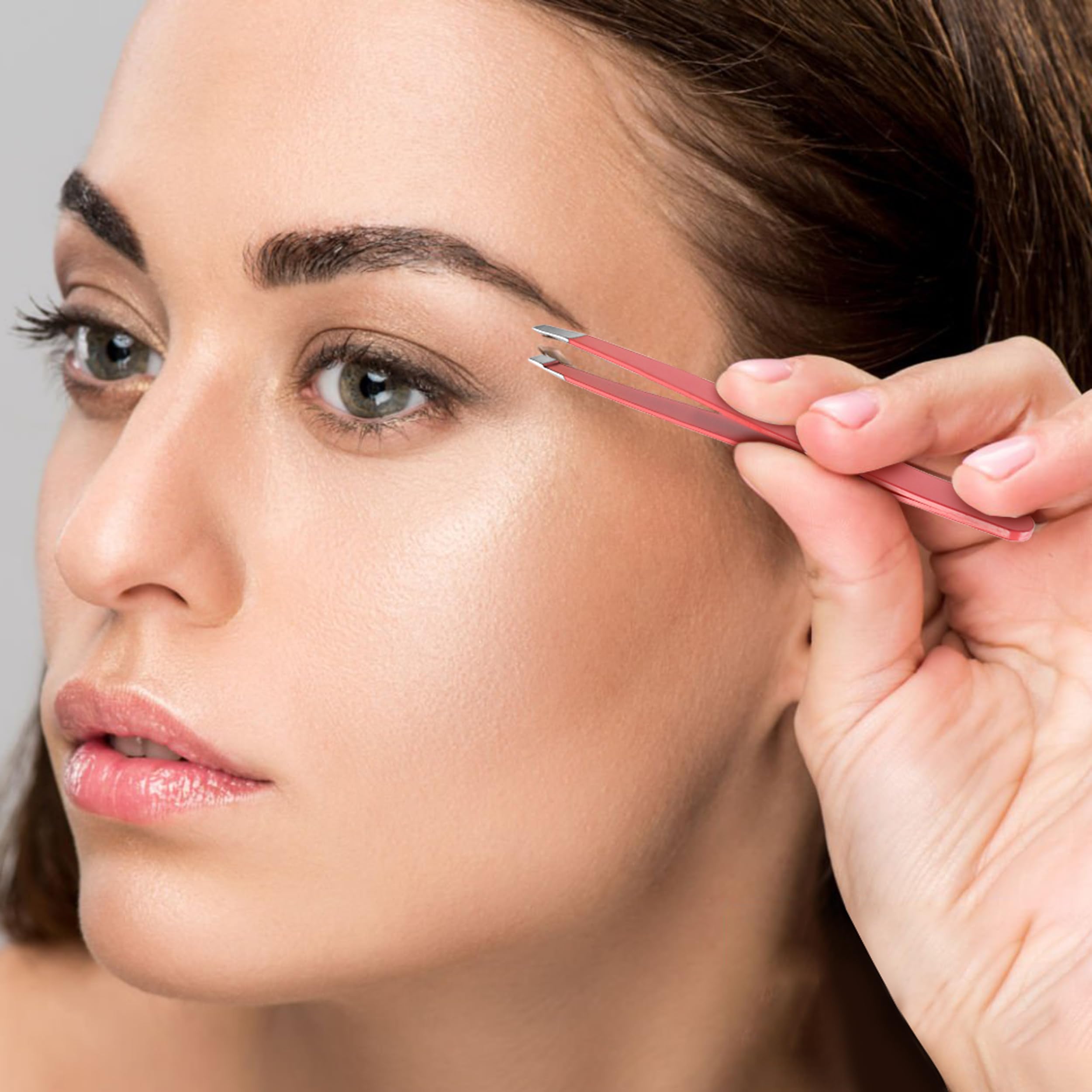 BuleVina Pink Lash Curler with Slant Tip Tweezer – Crystal Rhinestone Lash Curlers