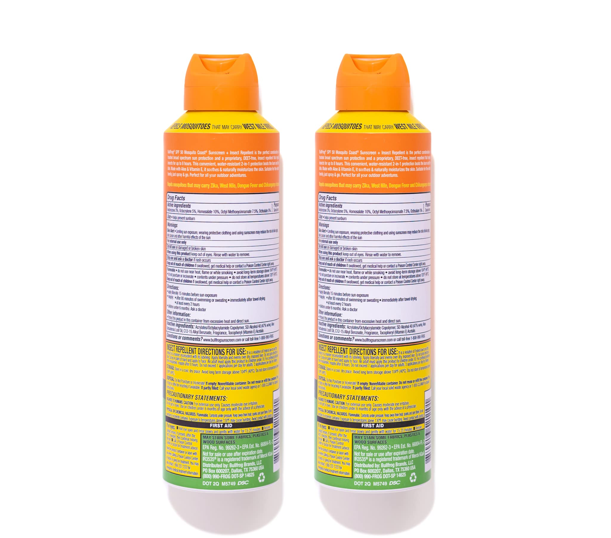 Bullfrog Mosquito Coast SPF50 Sunscreen + Insect Repellent 2-Pack, 5.5 oz Each