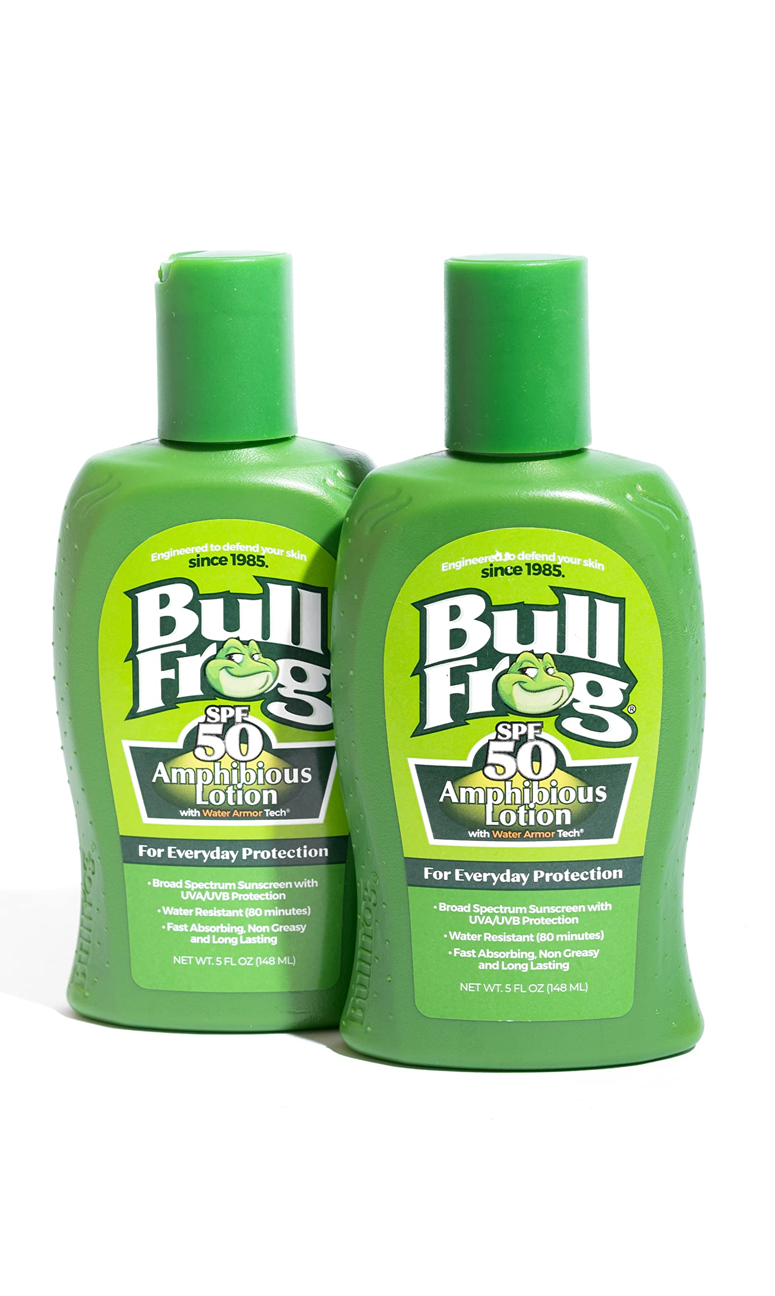 Bullfrog Sunscreen Amphibious Lotion SPF 50 – Oxybenzone & Octinoxate Free, Reef-Friendly Broad Spectrum UVA/UVB, 5oz 2-Pack