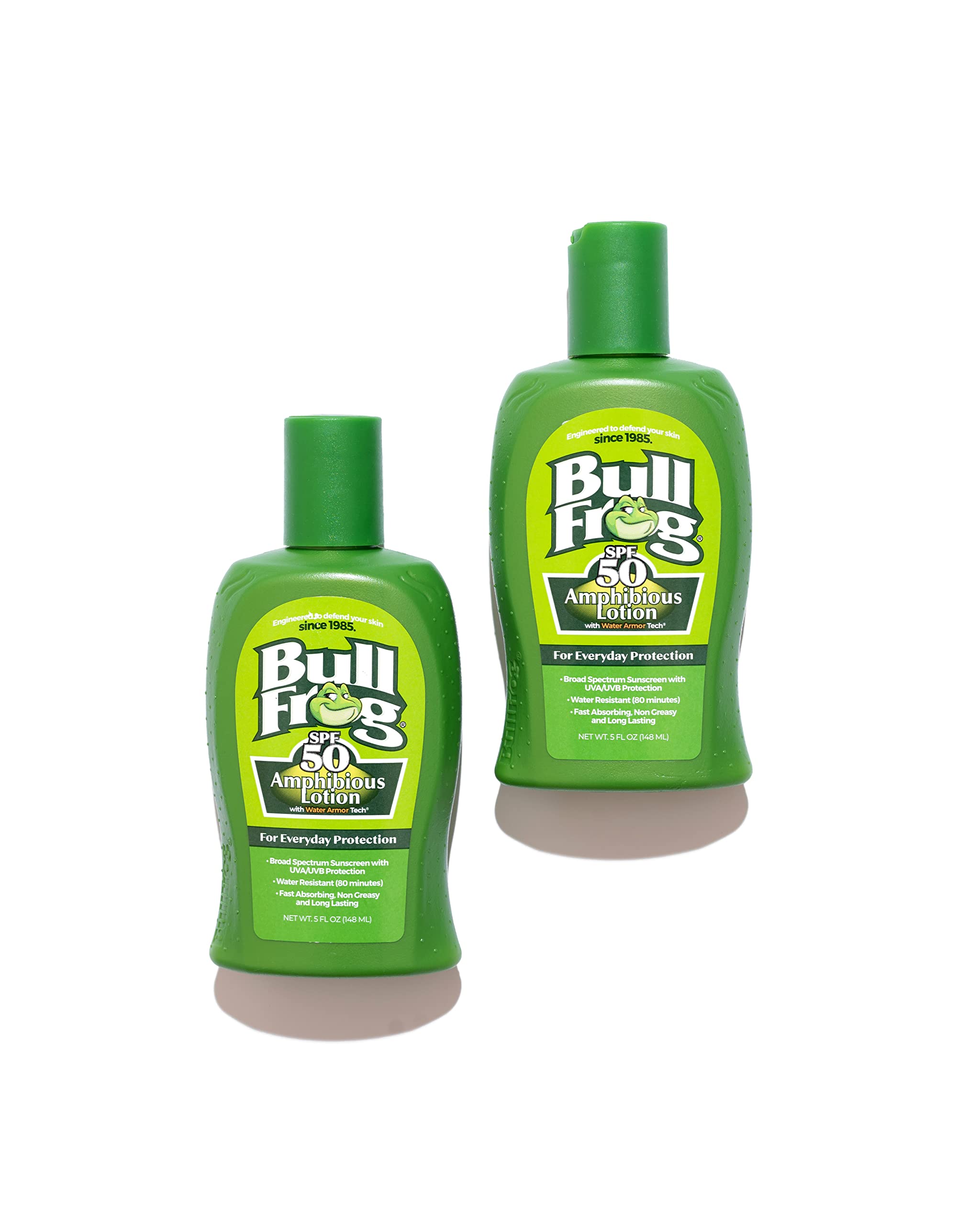 Bullfrog Sunscreen Amphibious Lotion SPF 50 – Oxybenzone & Octinoxate Free, Reef-Friendly Broad Spectrum UVA/UVB, 5oz 2-Pack