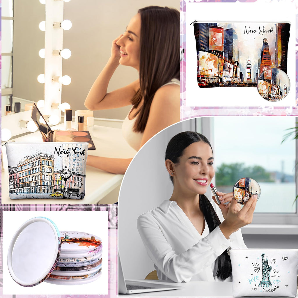 Bulyoou 18-Piece New York City Gift Set - Cosmetic Bags & Compact Mirrors