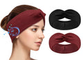 BULYPAZY 2-Pack Headband Headphones with Thin HD Speakers – Red & Black