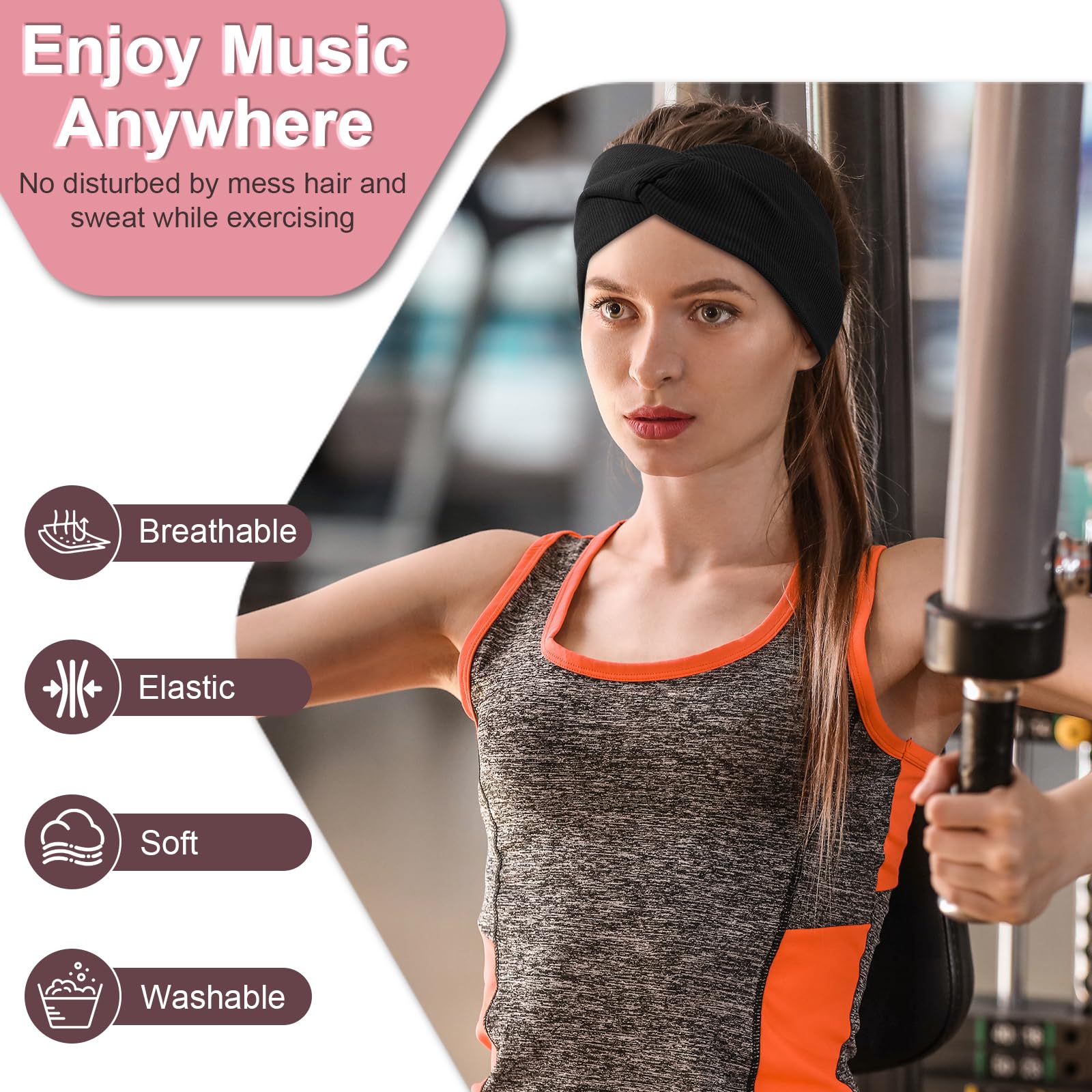 BULYPAZY 2-Pack Headband Headphones with Thin HD Speakers – Red & Black