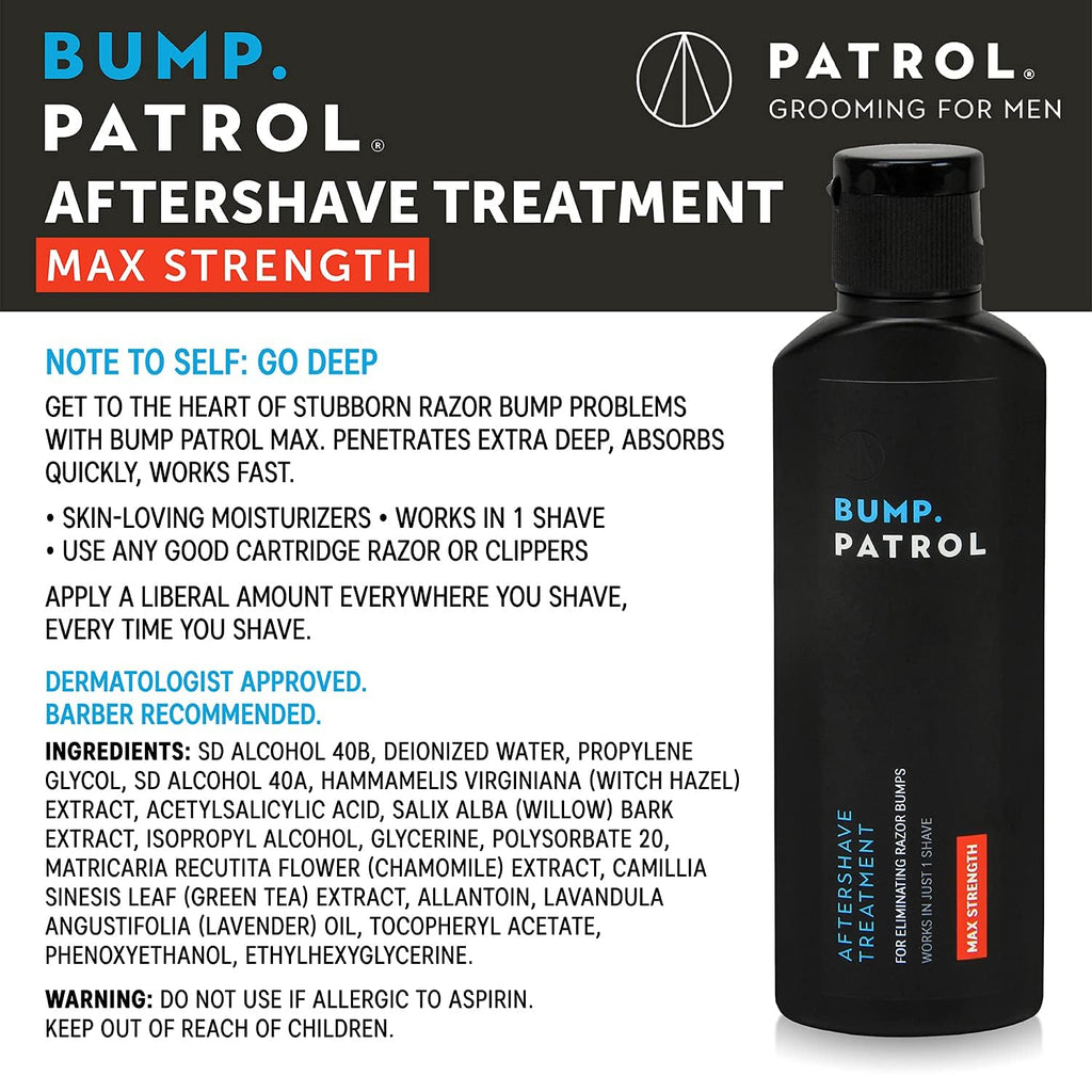 Bump Patrol Maximum Strength Aftershave Formula - Razor Bump & Irritation Solution - 4 Ounces