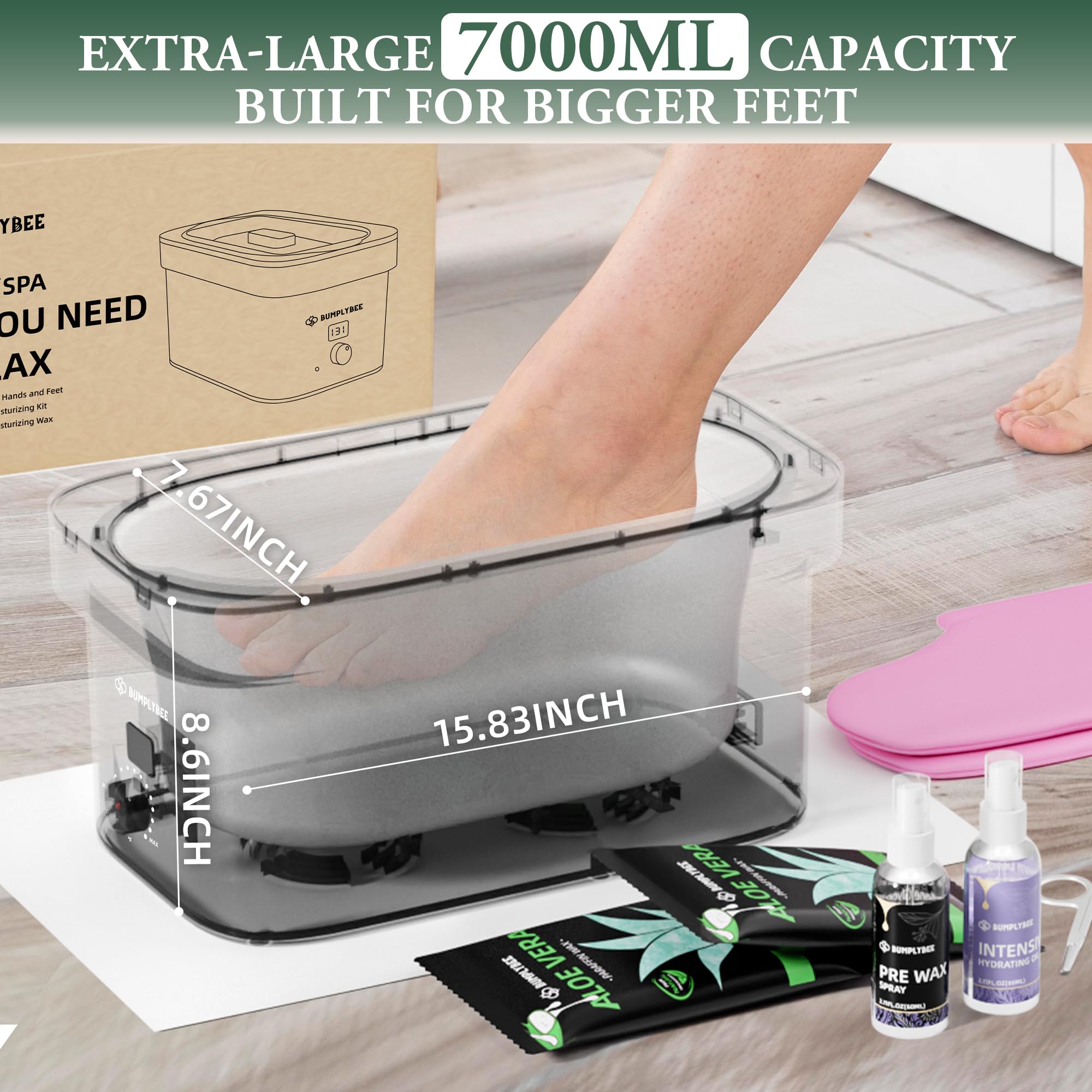 BUMPLYBEE 7000ml Paraffin Wax Machine for Hands & Feet with Aloe Vera Refills