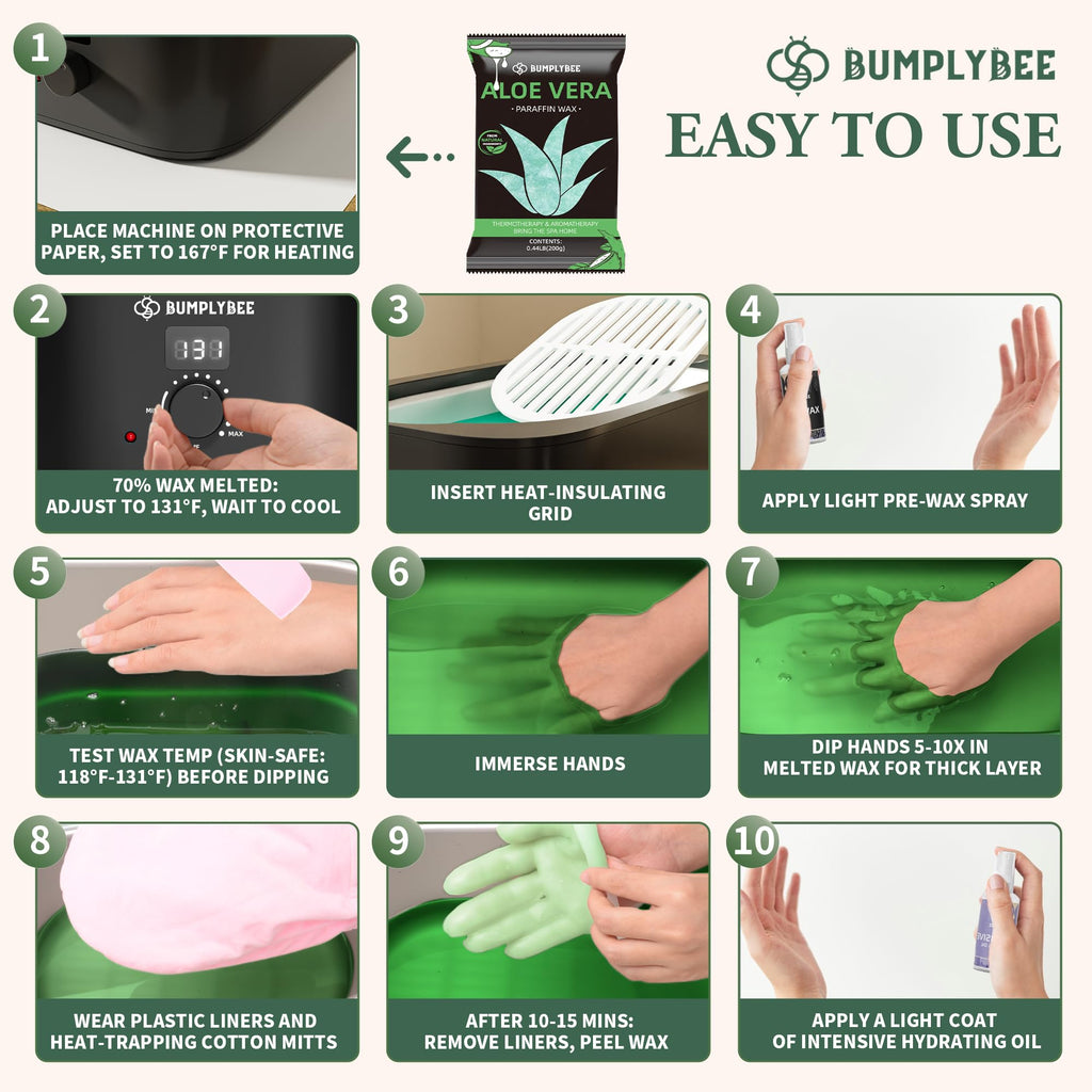 BUMPLYBEE 7000ml Paraffin Wax Machine for Hands & Feet with Aloe Vera Refills