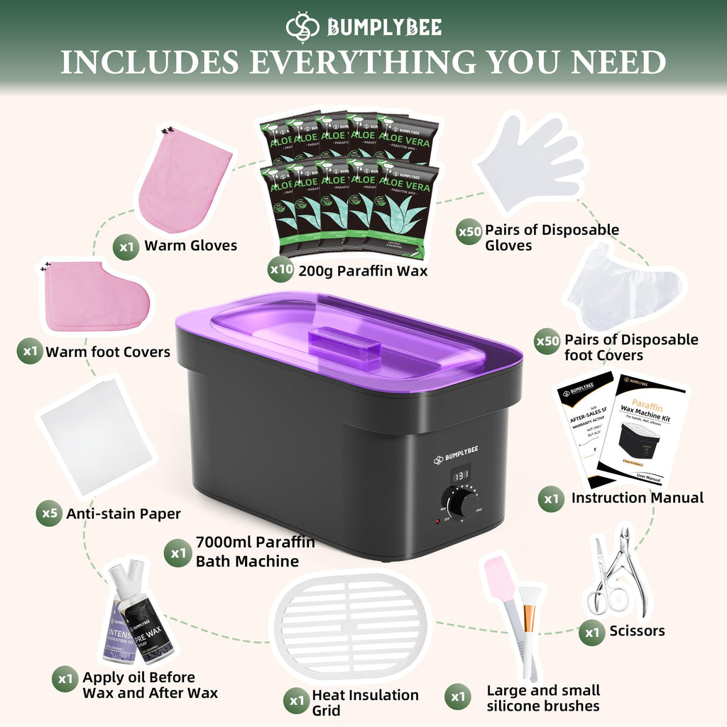 BUMPLYBEE 7000ml Paraffin Wax Machine for Hands & Feet with Aloe Vera Refills
