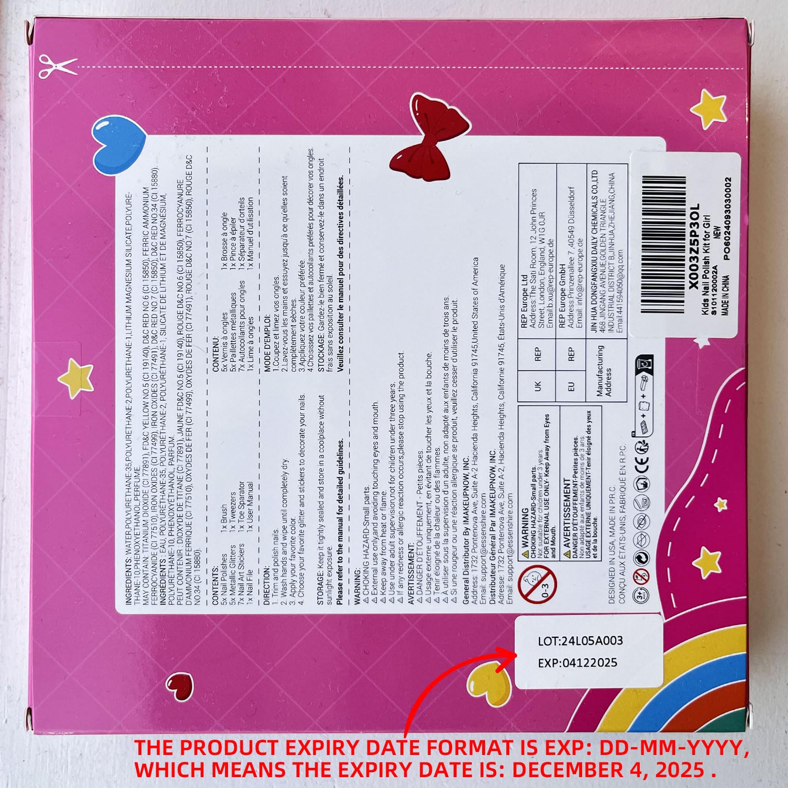BUNNY BUBBLES Kids Nail Polish Kit – Water-Based Nail Pens, Glitter & 300 Stickers, Gift Set