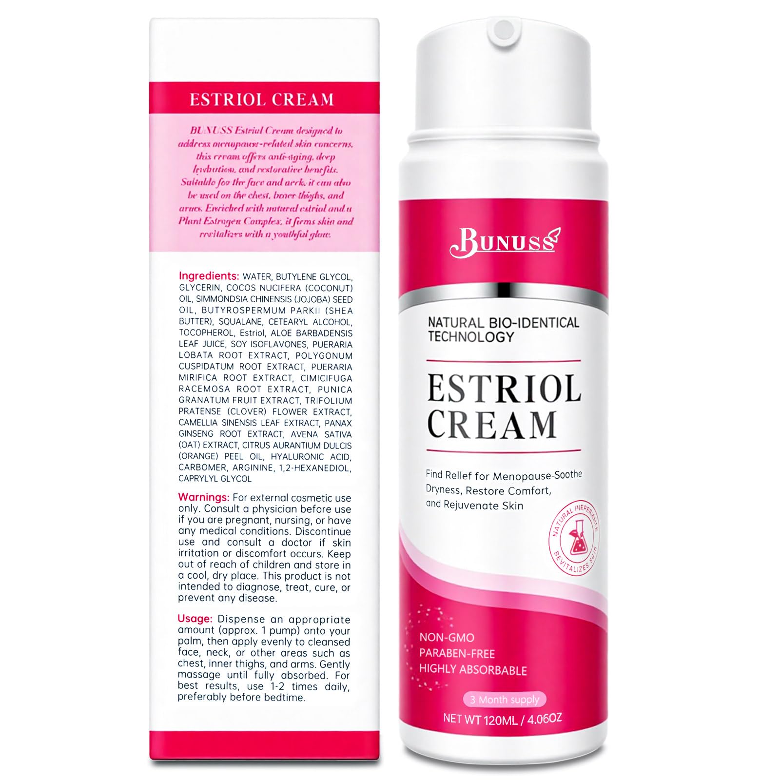 BUNUSS Estriol Face Cream for Women – Natural Bioidentical Moisturizer with Wild Yam