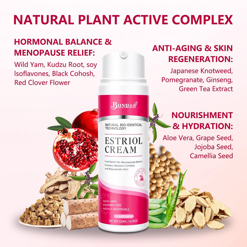 BUNUSS Estriol Face Cream for Women – Natural Bioidentical Moisturizer with Wild Yam