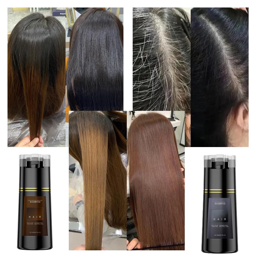 Bupposes Natural Brown Hair Color Shampoo — Instant 3-in-1 Dye for Dark Hair (1pc)