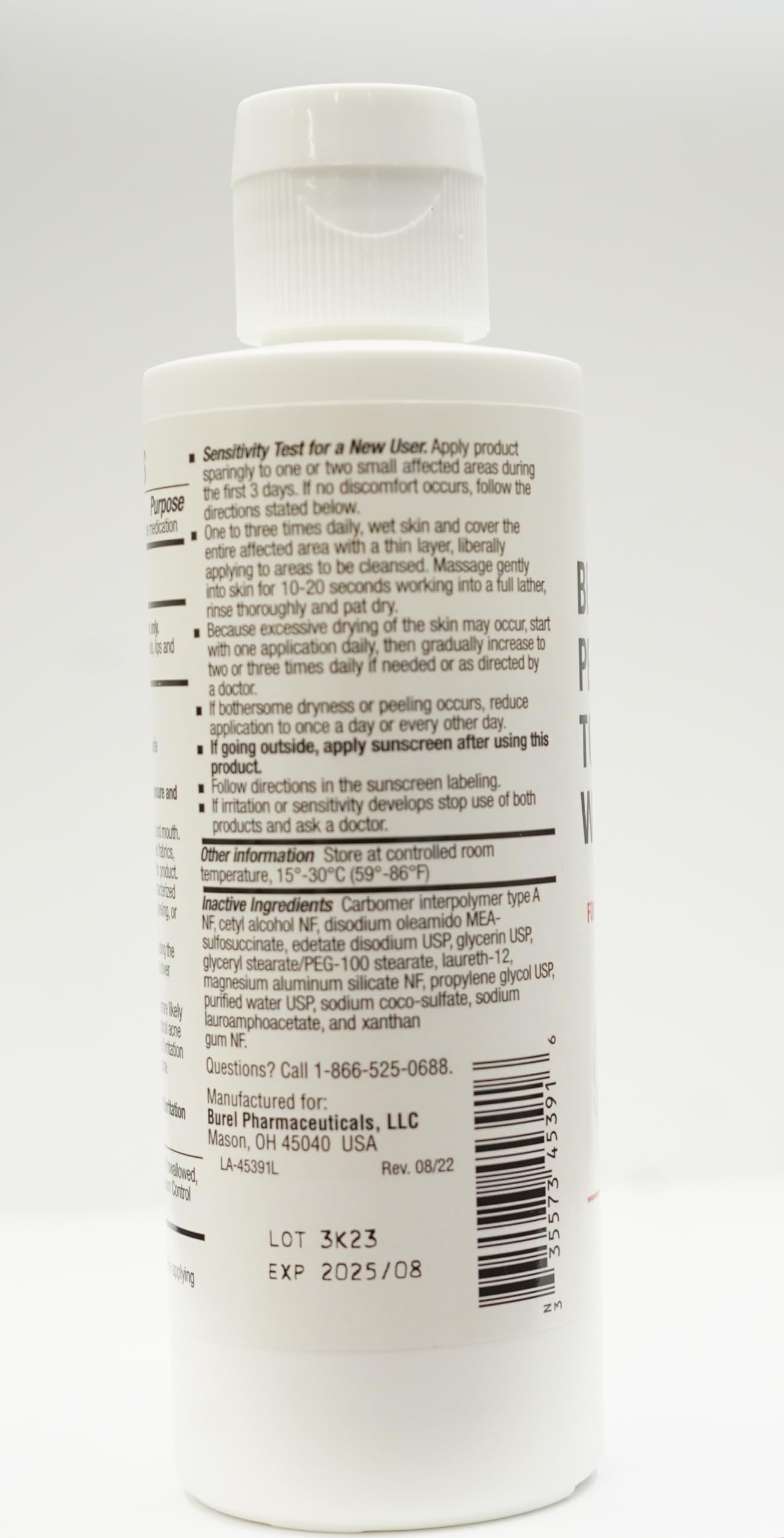 BurelPharma Benzoyl Peroxide 5% Face Wash – 5oz Acne Cleanser