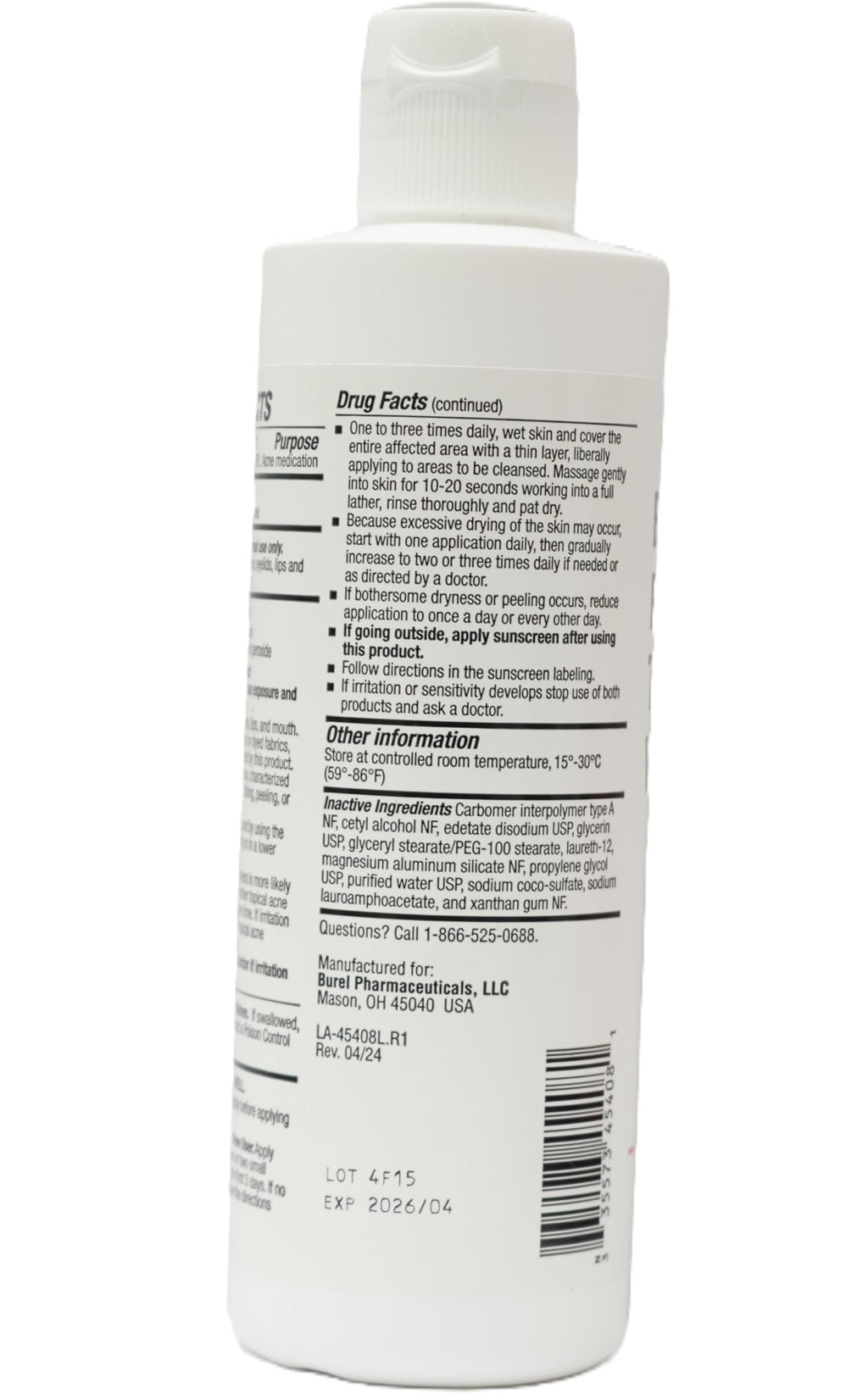 Burelpharma Benzoyl Peroxide Topical Wash 10% | Acne Treatment for All Skin Types