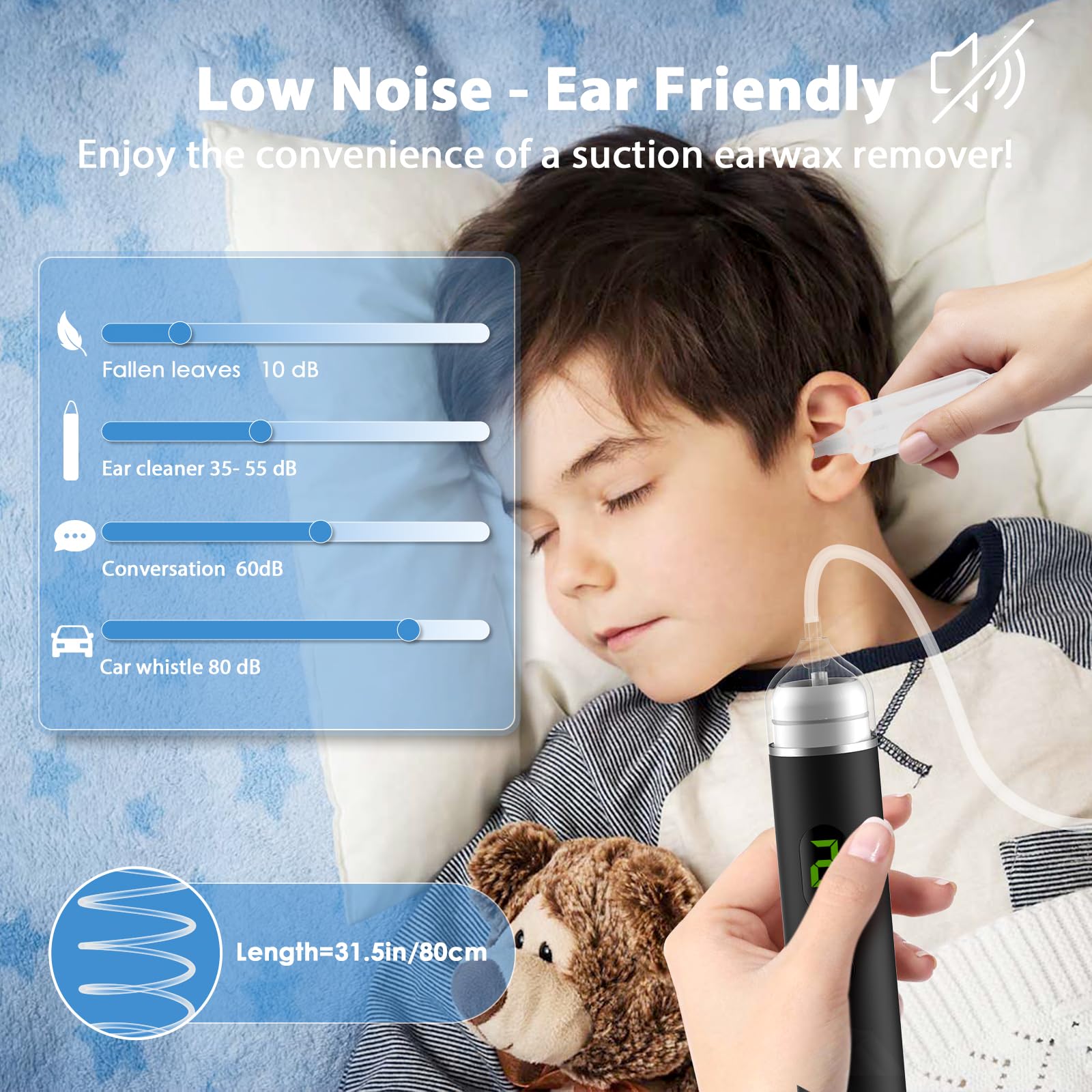 B.urHero Ear Vacuum Remover — 3-Level Suction, Rechargeable Ear Wax Removal Kit
