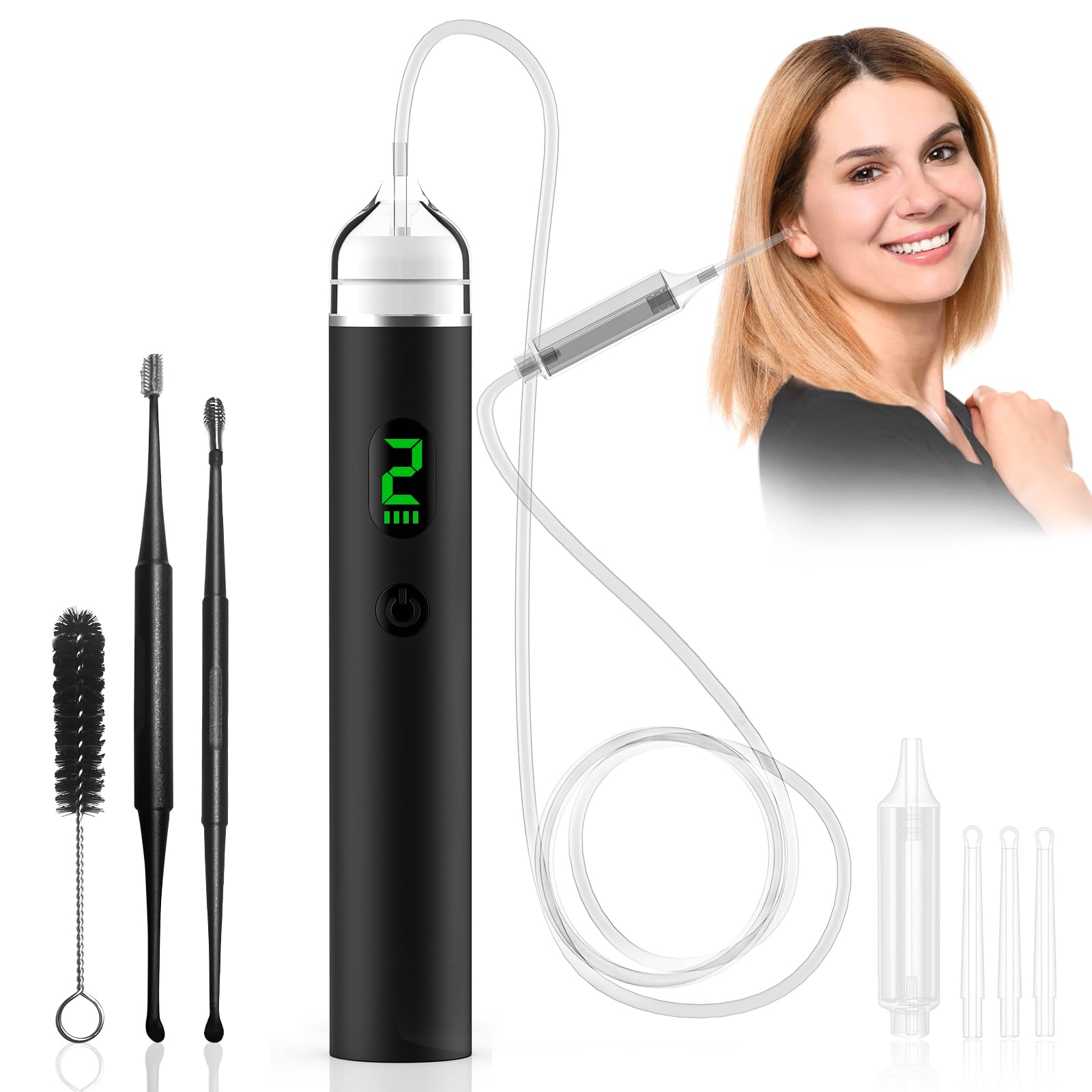 B.urHero Ear Vacuum Remover — 3-Level Suction, Rechargeable Ear Wax Removal Kit