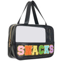 Burskit Clear Snack Bag with Chenille Letters – Transparent Travel Cosmetic & Snack Pouch