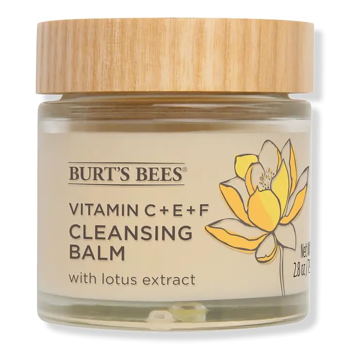 Burt's Bees 3 Pack Vitamin C+E+F Cleansing Balm with Lotus Extract – Hydrating Solid-to-Lotion Cleanser