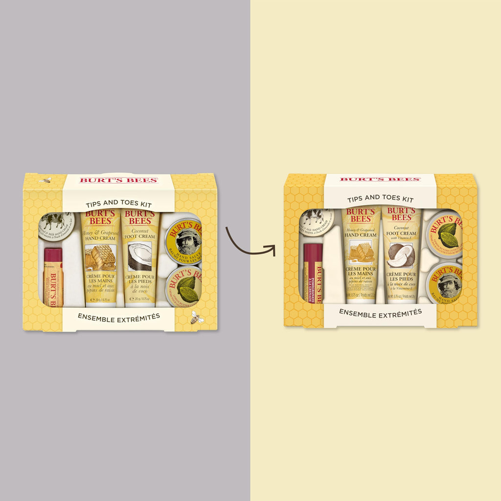 Burt's Bees Tips and Toes Gift Set — 6 Travel-Size Skincare Essentials in Gift Box