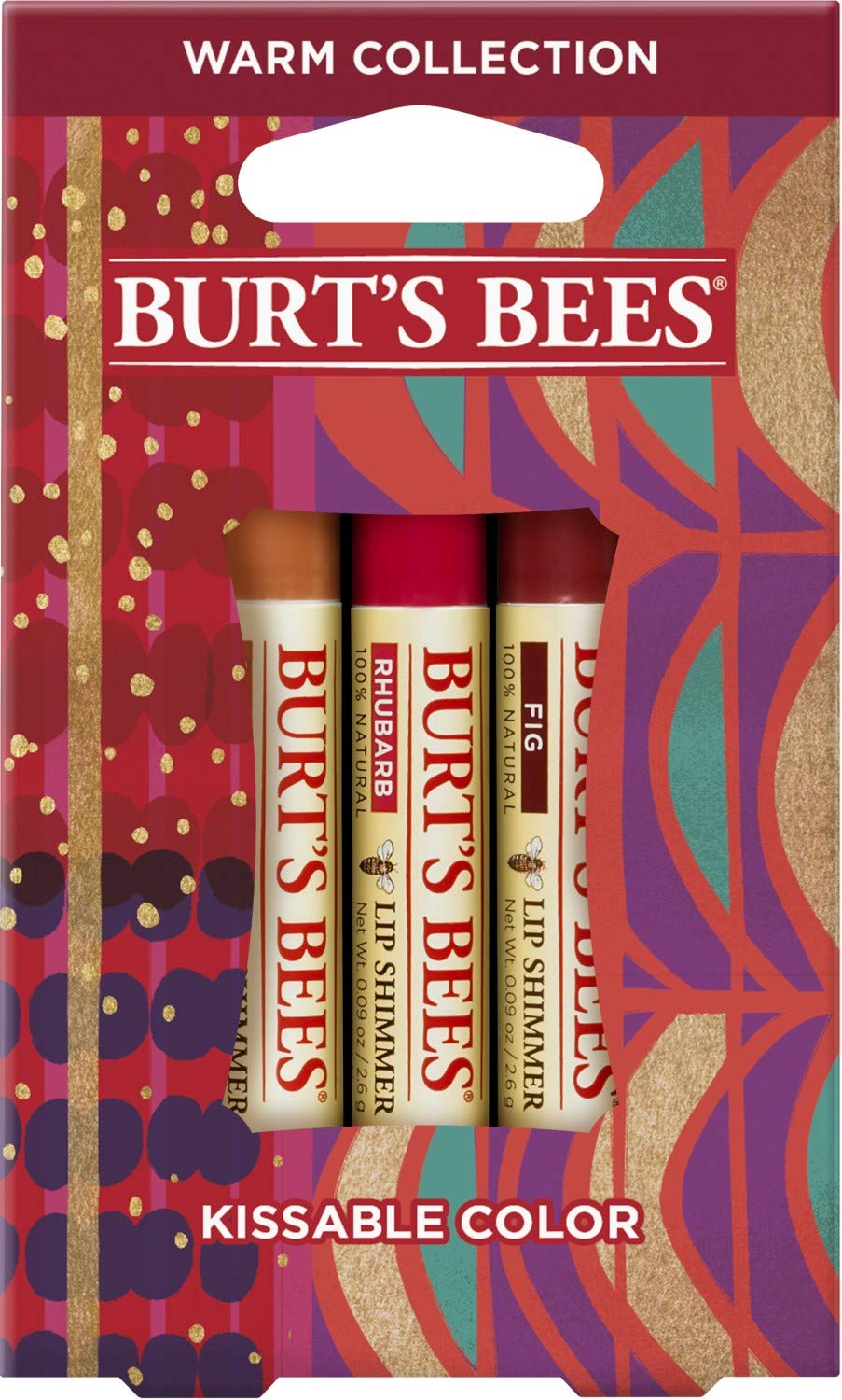 Burt's Bees Kissable Color Gift Set — 3 Lip Shimmers (Peony, Fig & Rhubarb)