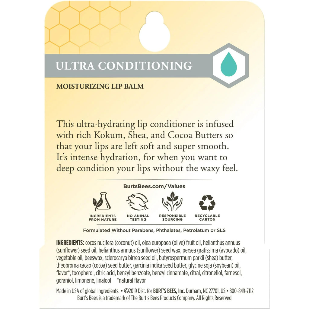 Burt's Bees Lip Balm Ultra Conditioning with Kokum Butter - Pack of 4