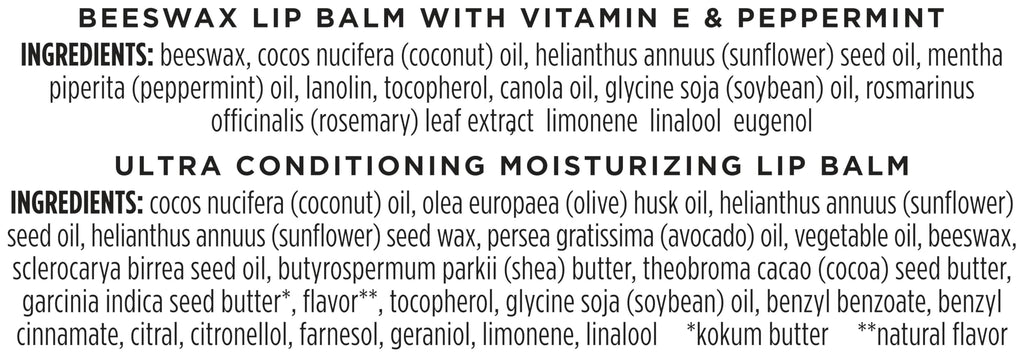 Burt's Bees Lip Balm Pack – Ultra Conditioning & Beeswax with Kokum & Shea Butter, 4 Tubes (0.15 oz)