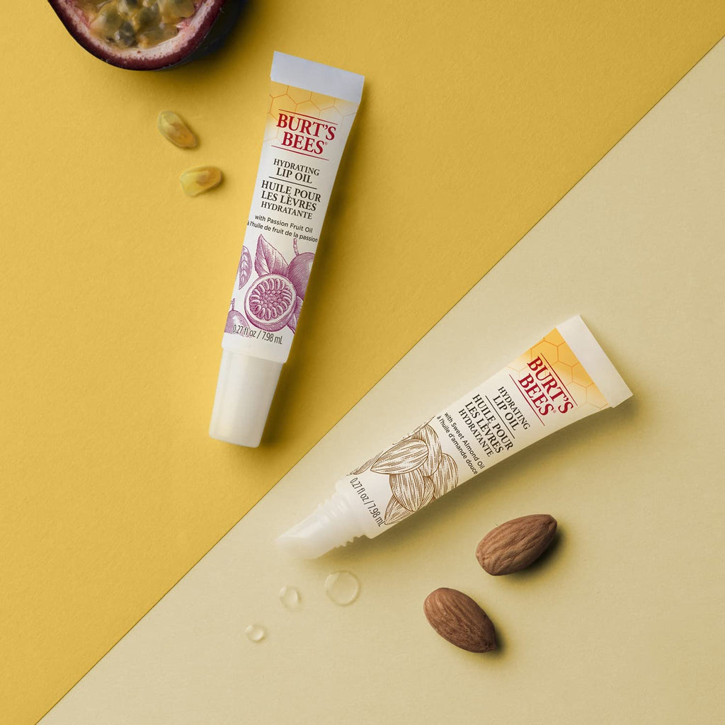 Burt's Bees 100% Natural Hydrating Lip Oil with Sweet Almond Oil – Pack of 4 Tubes