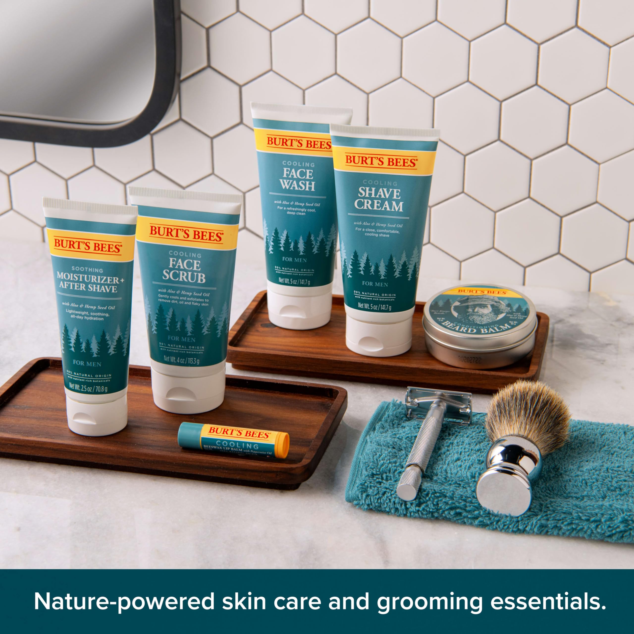 Burt's Bees Cooling Face Scrub for Men with Aloe & Hemp, 4 oz