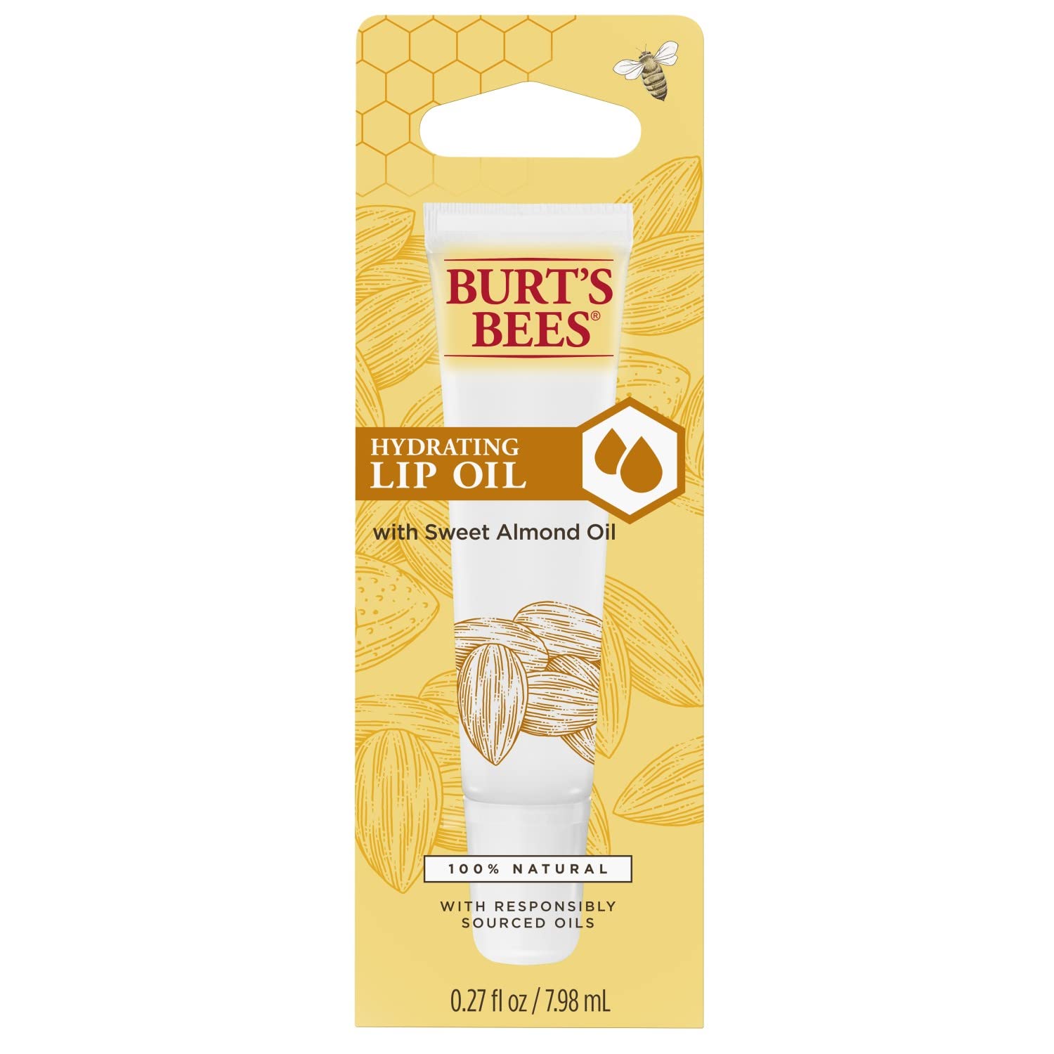 Burt's Bees 100% Natural Hydrating Lip Oil with Sweet Almond Oil – Pack of 4 Tubes