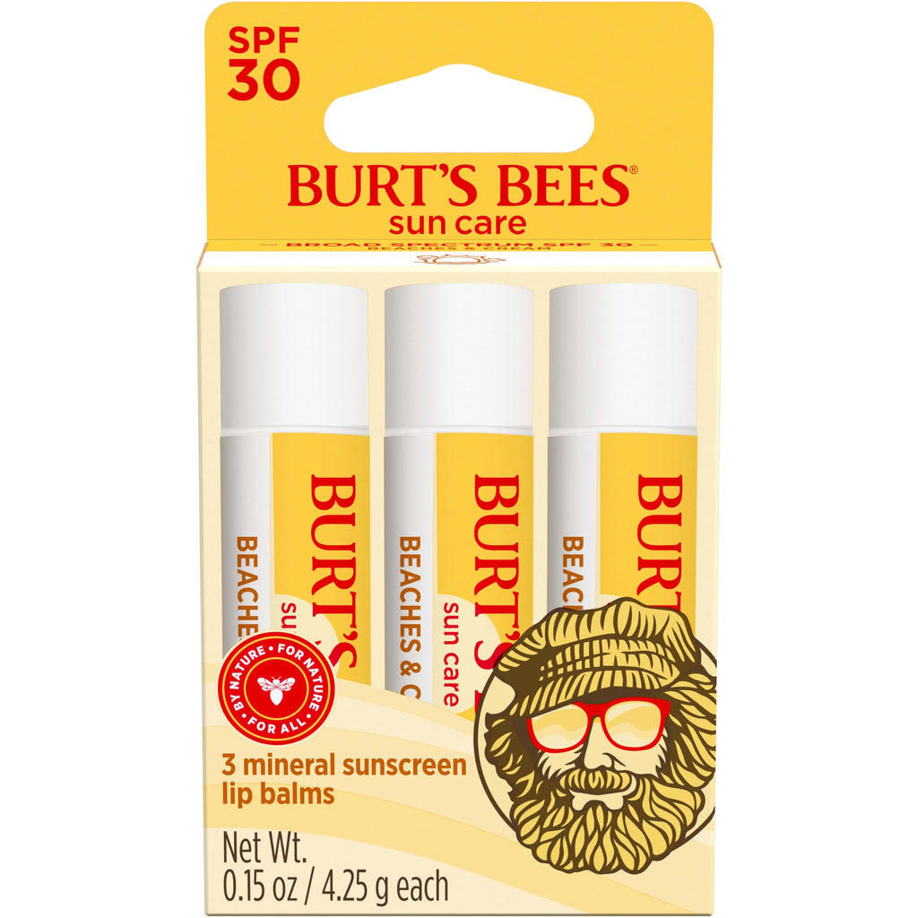 Burt's Bees Beaches and Cream SPF 30 Lip Balm | 3 Tubes, Nano-Free