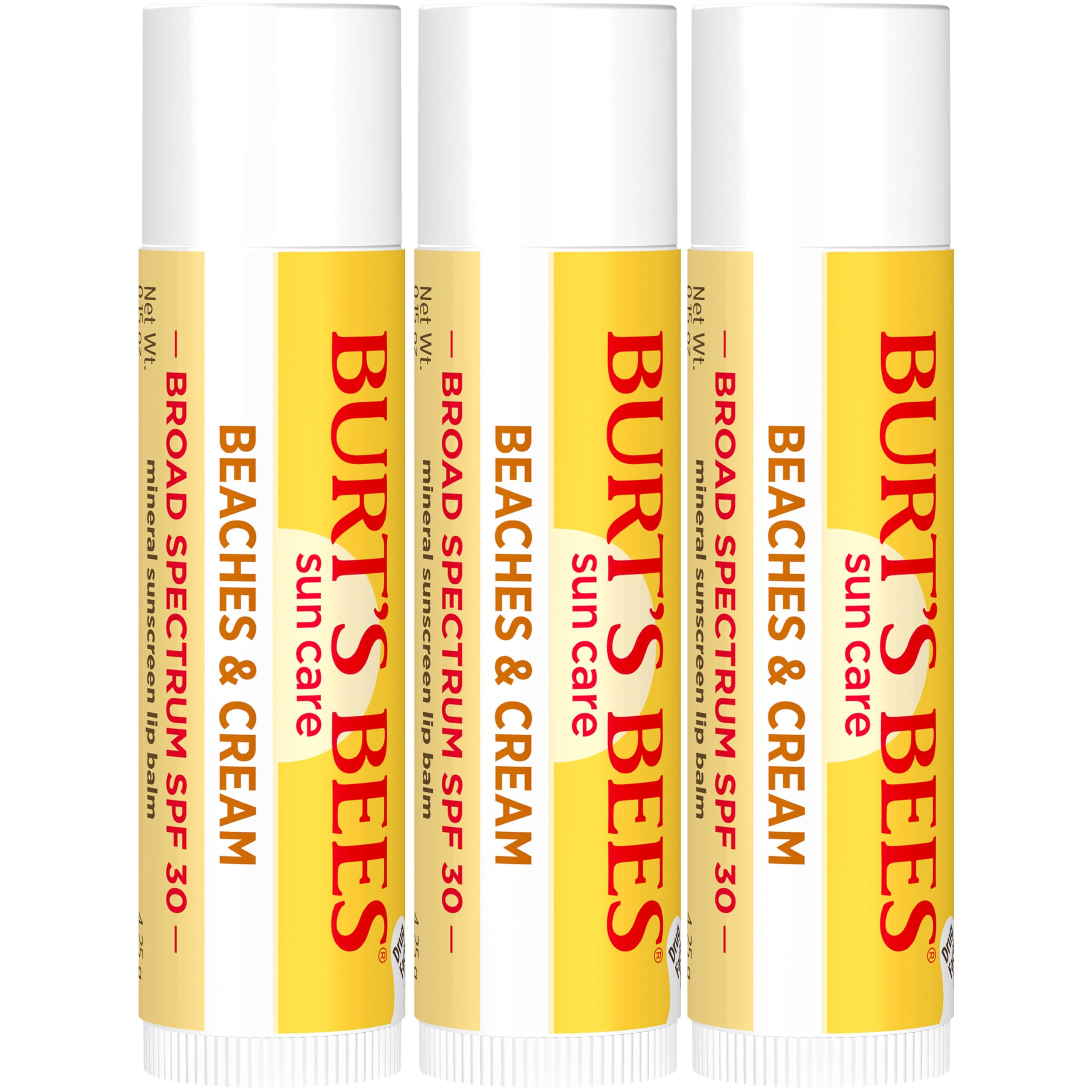 Burt's Bees Beaches and Cream SPF 30 Lip Balm | 3 Tubes, Nano-Free