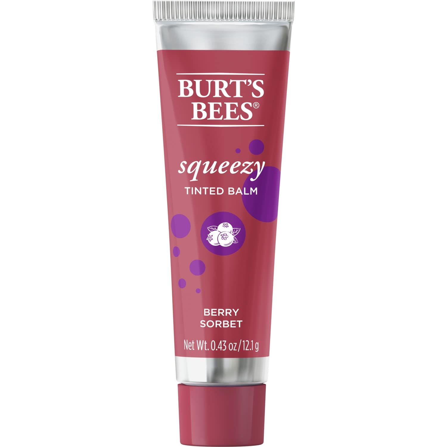 Burt's Bees Squeezy Tinted Lip Balm Berry Sorbet – 100% Natural Moisturizing Lip Color