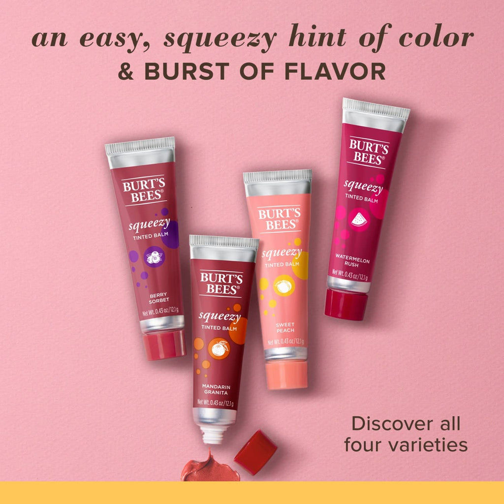 Burt's Bees Squeezy Tinted Lip Balm Berry Sorbet – 100% Natural Moisturizing Lip Color