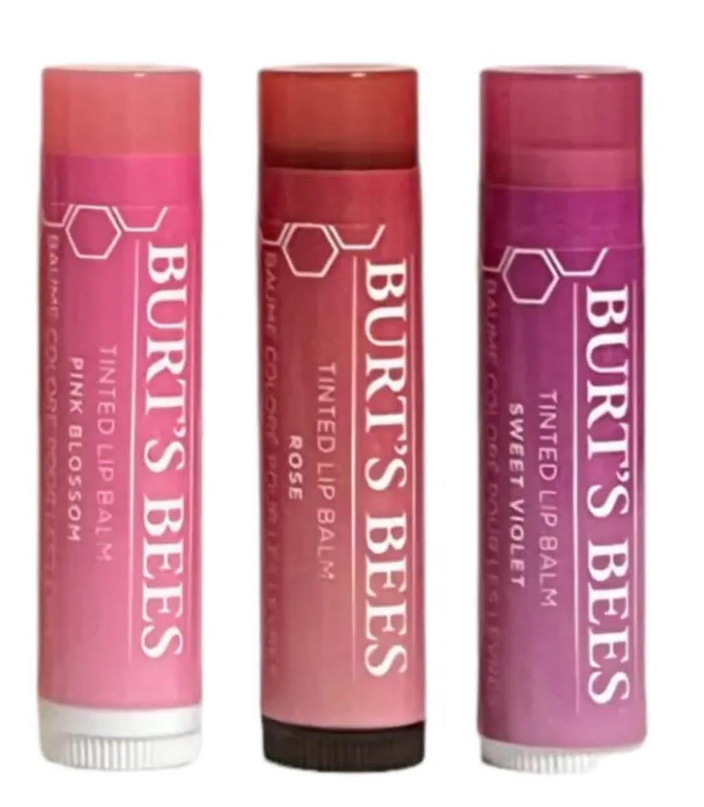 Burt's Bees Tinted Lip Balm, 3 Count (Pack of 1) | Three Shades for Everyday Color