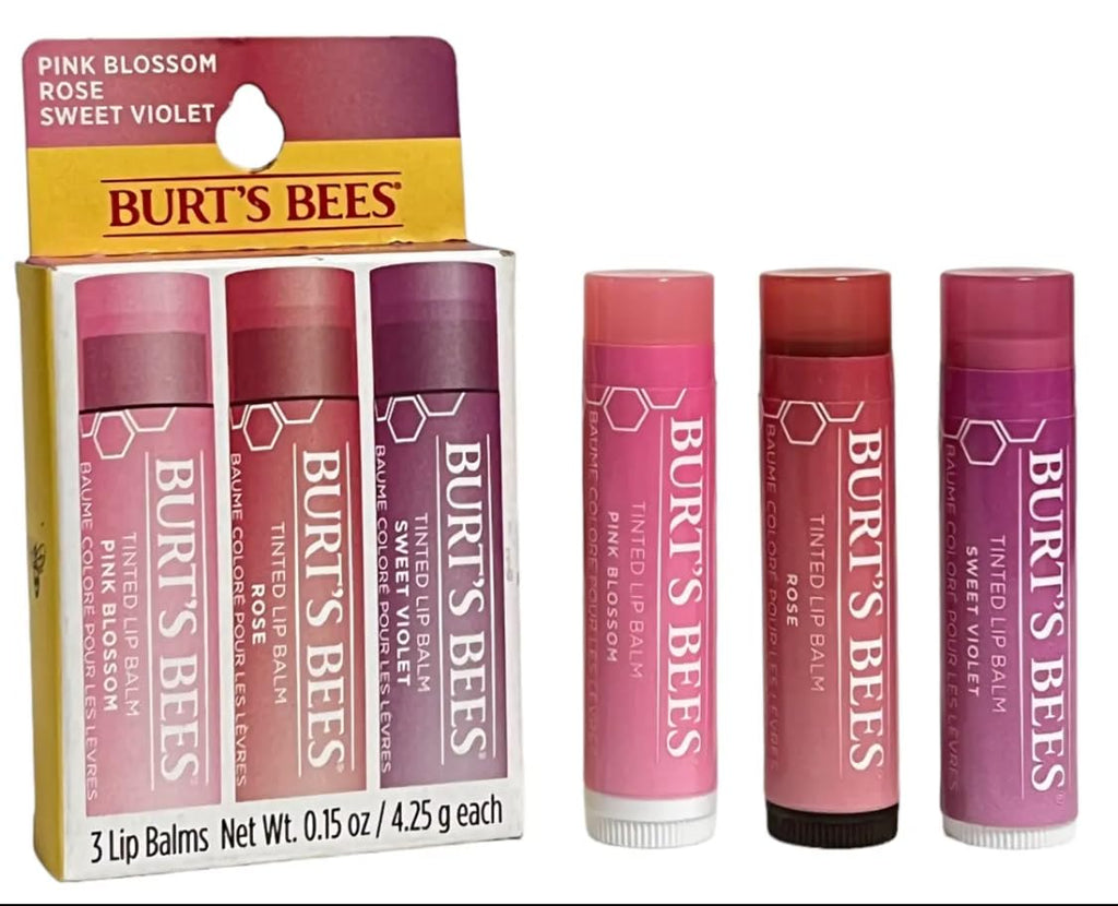 Burt's Bees Tinted Lip Balm, 3 Count (Pack of 1) | Three Shades for Everyday Color