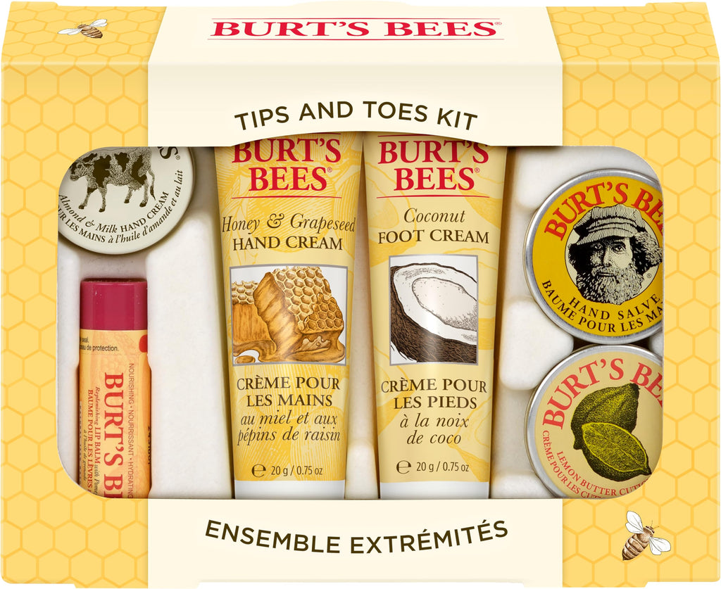 Burt's Bees Tips and Toes Gift Set — 6 Travel-Size Skincare Essentials in Gift Box