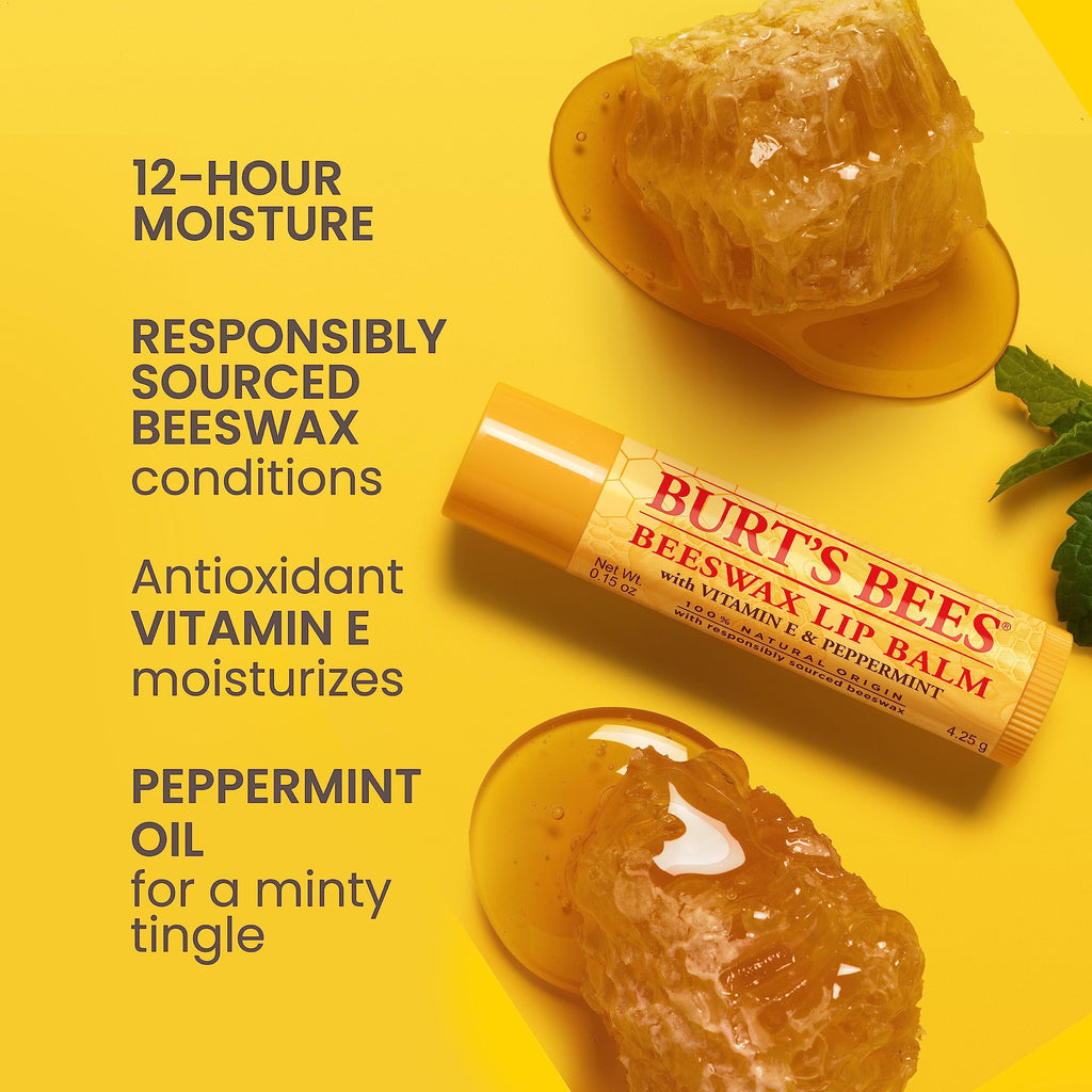 Burt's Bees Lip Balm Pack – Ultra Conditioning & Beeswax with Kokum & Shea Butter, 4 Tubes (0.15 oz)