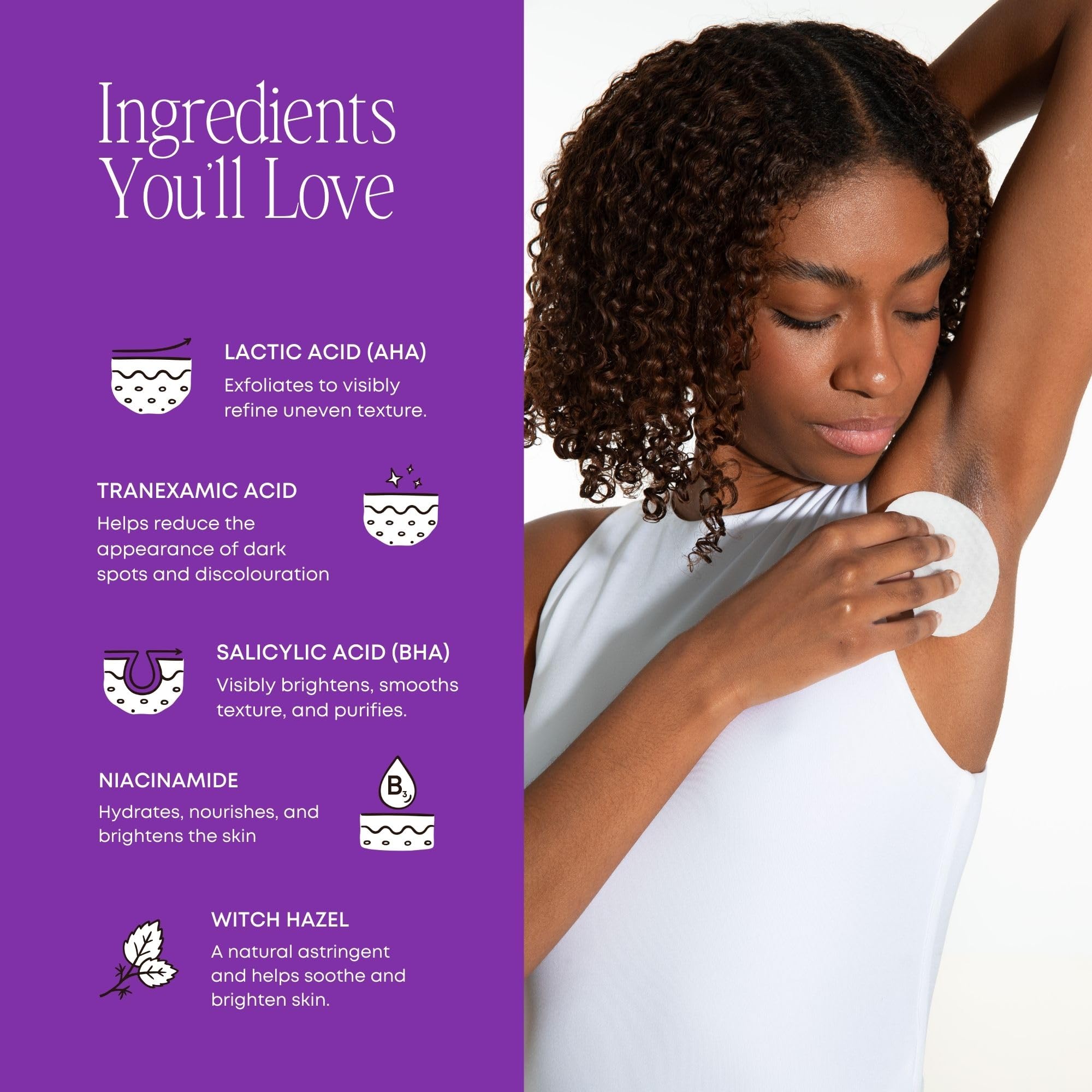 Bushbalm Exfoliating Ingrown Hair Pads – BHA & AHA for Underarm & Bikini Areas | Daily Use