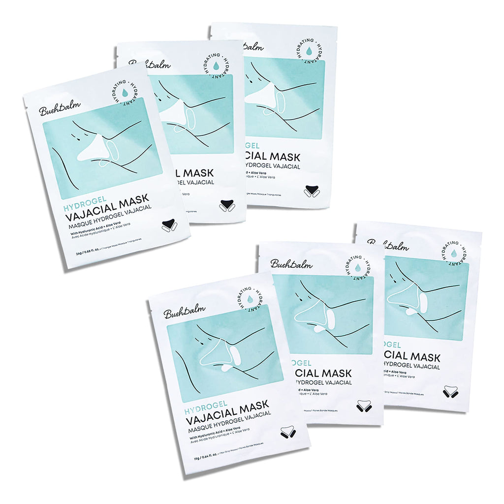 Bushbalm Hydrogel Vajacial Mask – Hydrating Bikini Mask with Hyaluronic Acid & Aloe, 3-Pack