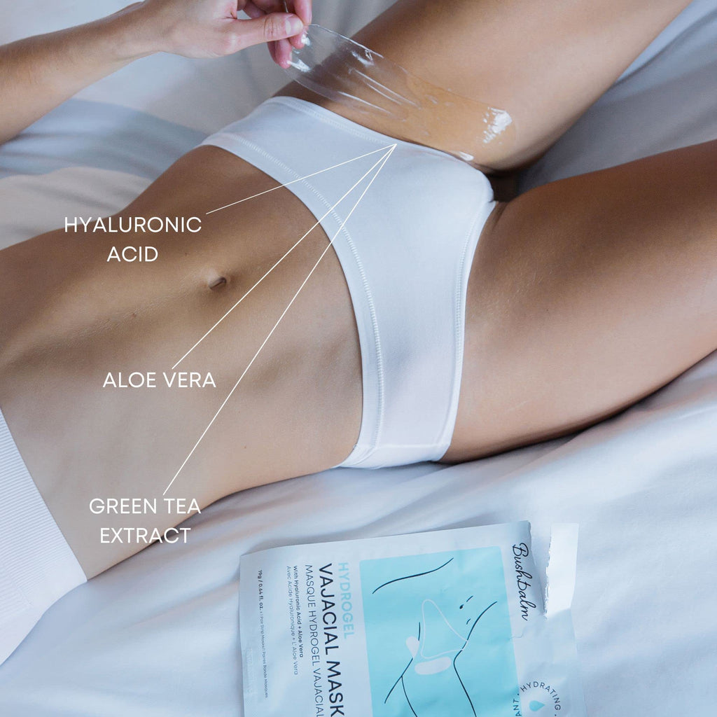 Bushbalm Hydrogel Vajacial Mask – Hydrating Bikini Mask with Hyaluronic Acid & Aloe, 3-Pack