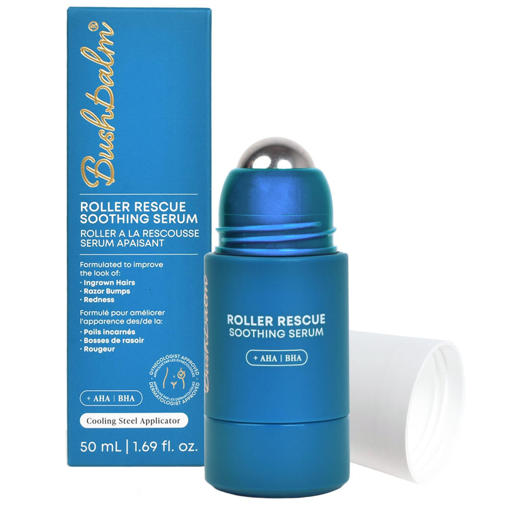Bushbalm Roller Rescue Ingrown Hair Serum – AHA/BHA Exfoliating Roll-On, Cooling for Razor Bumps (50 ml)